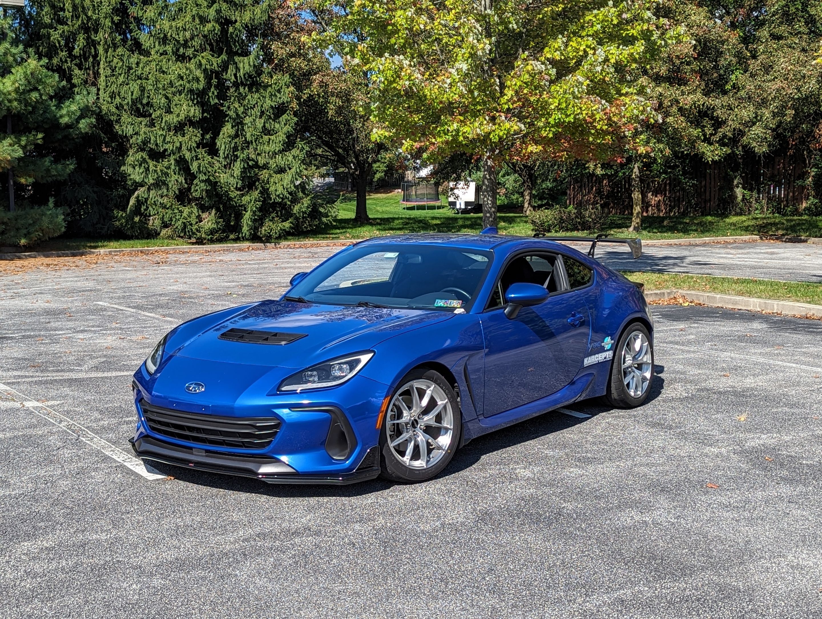 Blue Subaru ZD8 / Gen 2 BRZ with 17" VS-5RS Apex wheels in Brushed Clear