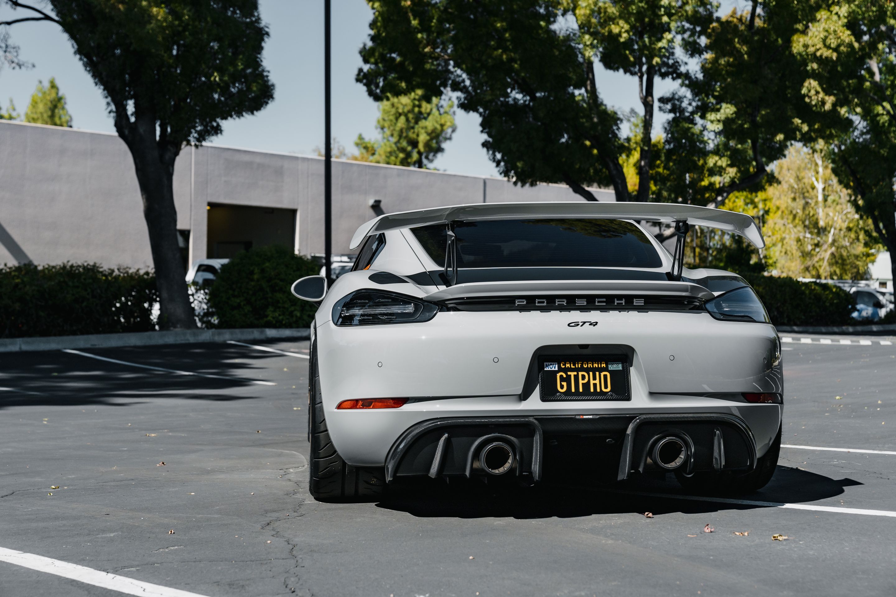 Grey Porsche 718 Cayman GT4 with 19" SM-10RS Apex wheels in Satin Bronze