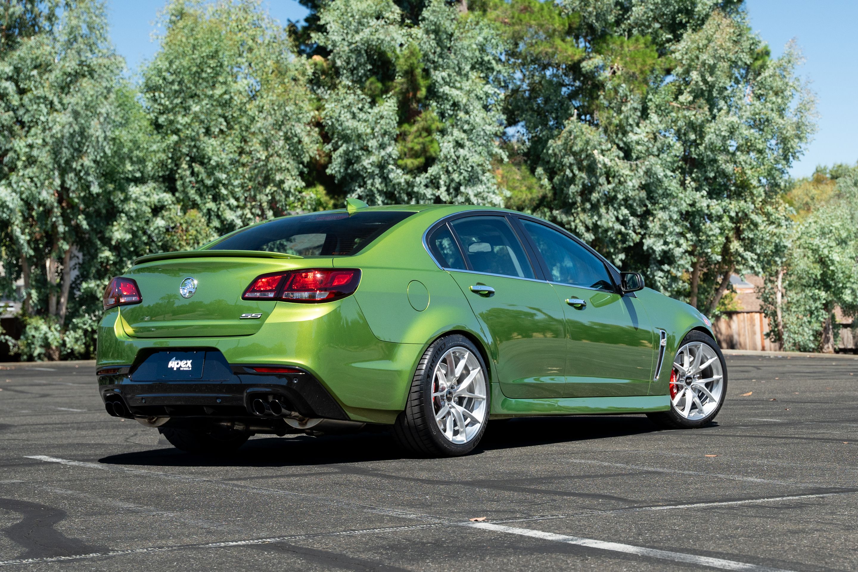 Green Chevrolet SS with 19" VS-5RS Apex wheels in Brushed Clear