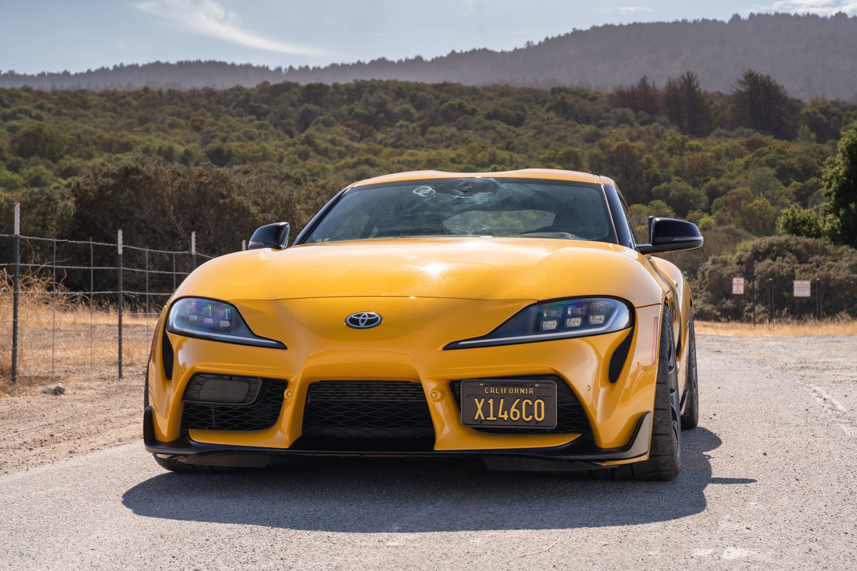Yellow Toyota GR Supra with 18" EC-7RS Apex wheels in Anthracite