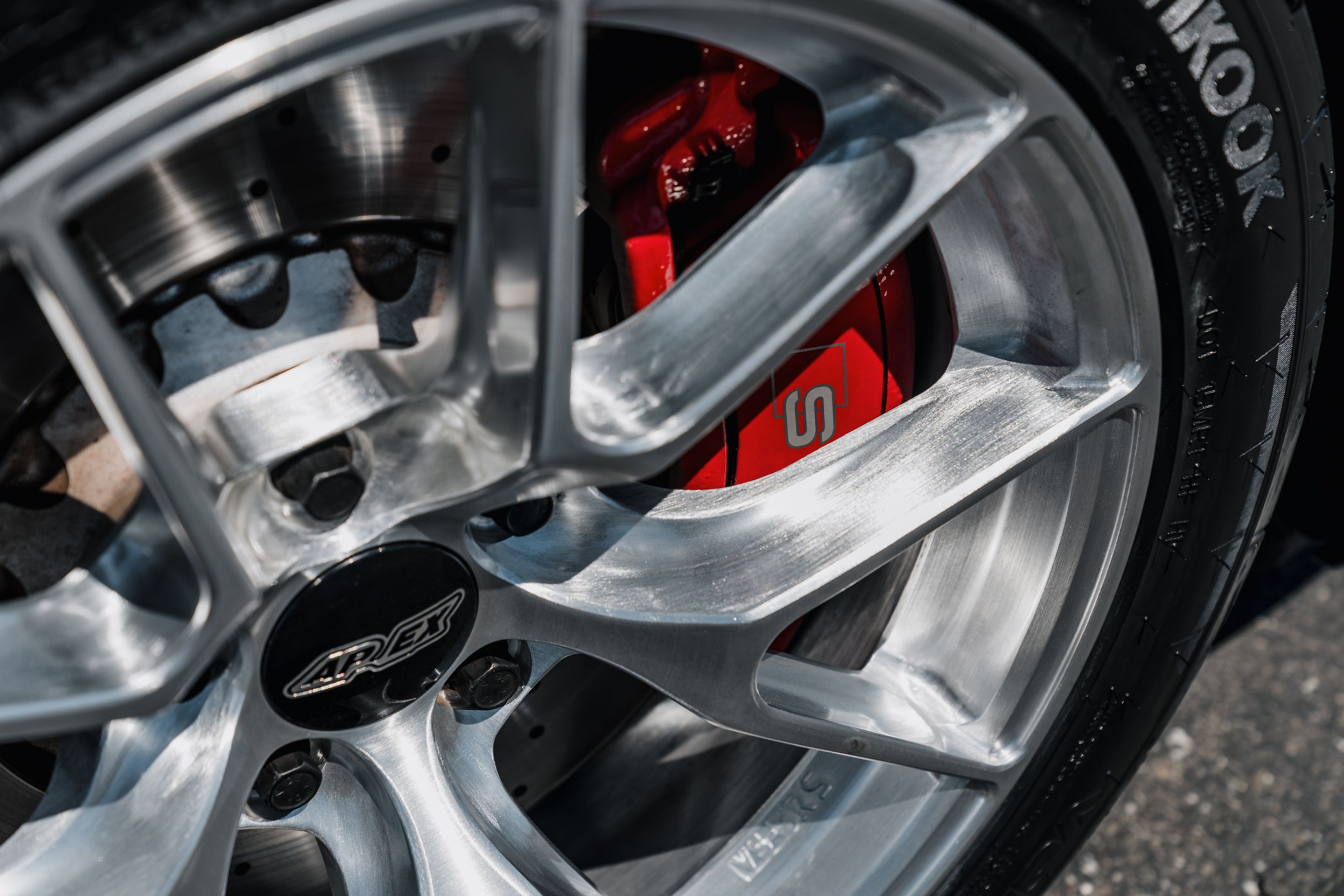 Black Audi 8Y S3 with 17" VS-5RS Apex wheels in Brushed Clear