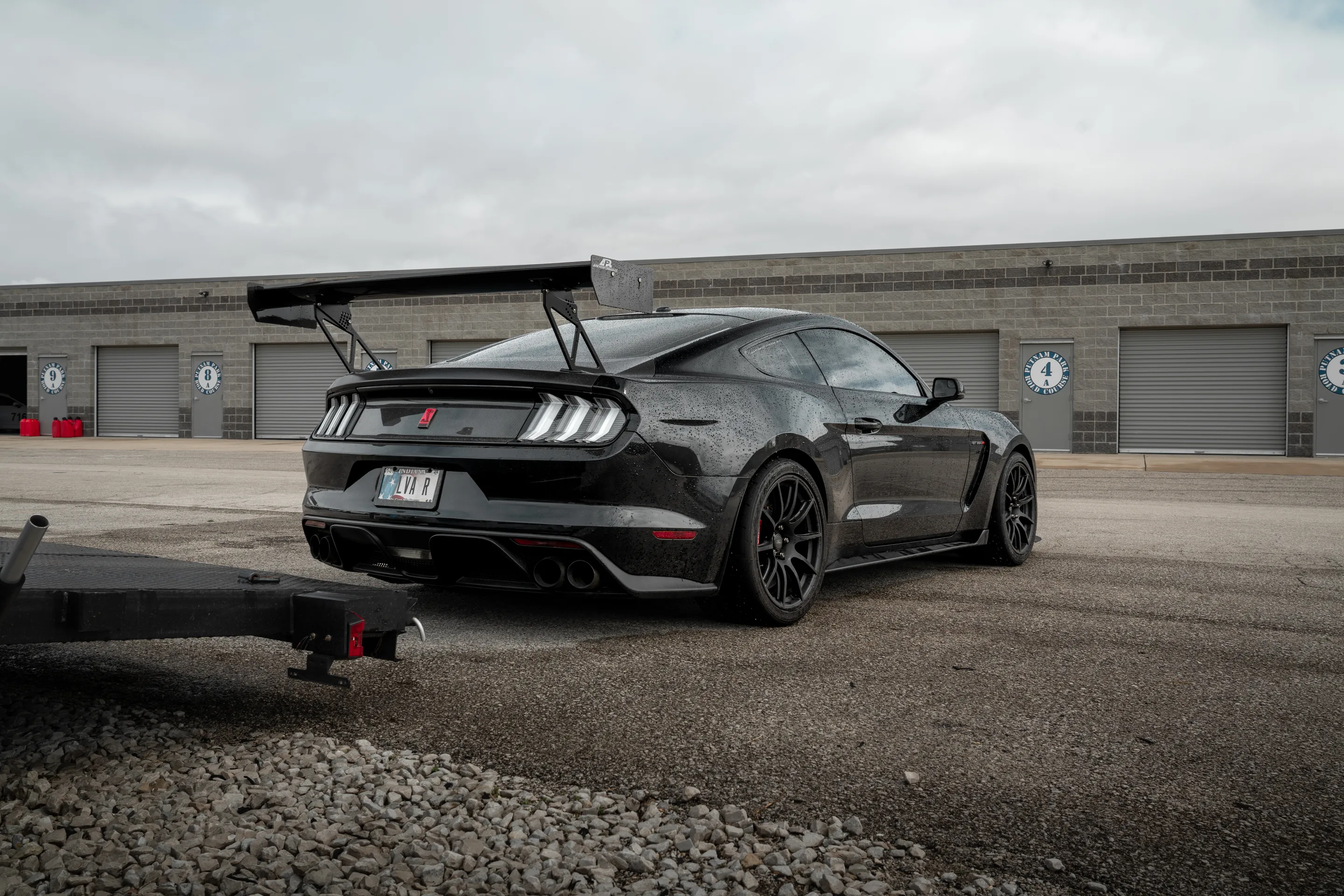 Black Ford S550 Mustang GT350R with 19" SM-10 Apex wheels in Satin Black