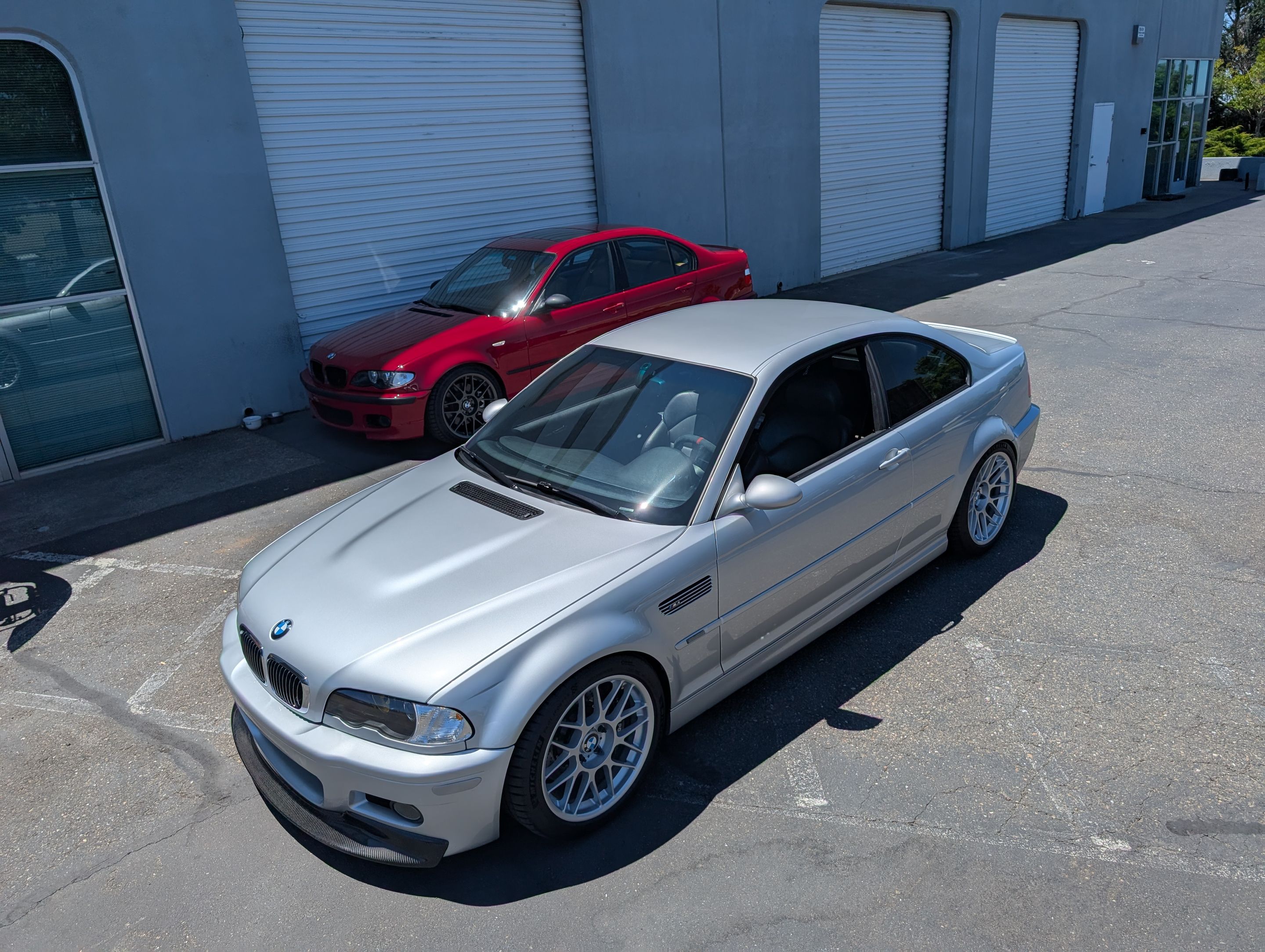 Silver BMW E46 M3 with 18" ARC-8 Apex wheels in Race Silver