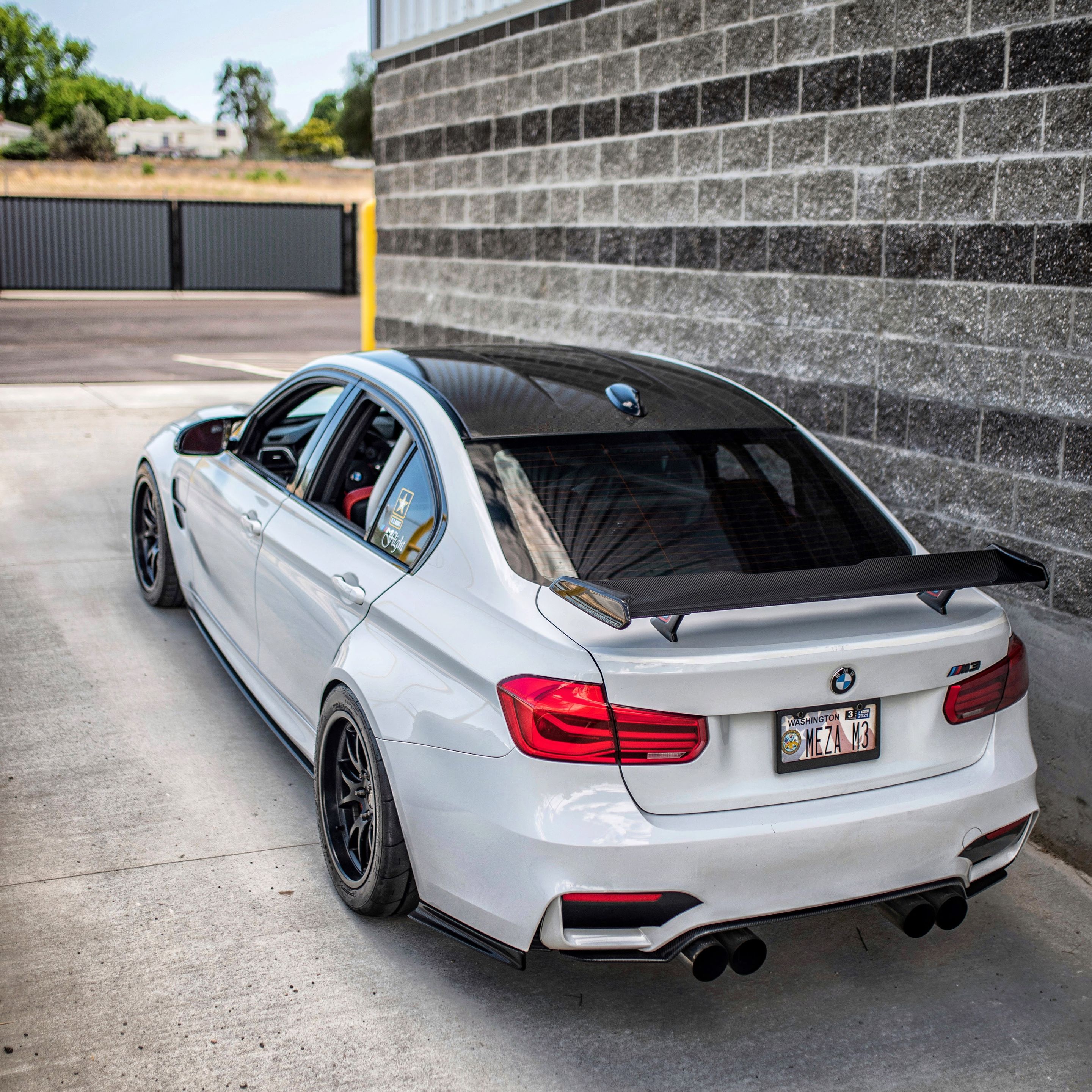 White BMW F80 M3 with 18" FL-5 Apex wheels in Satin Black