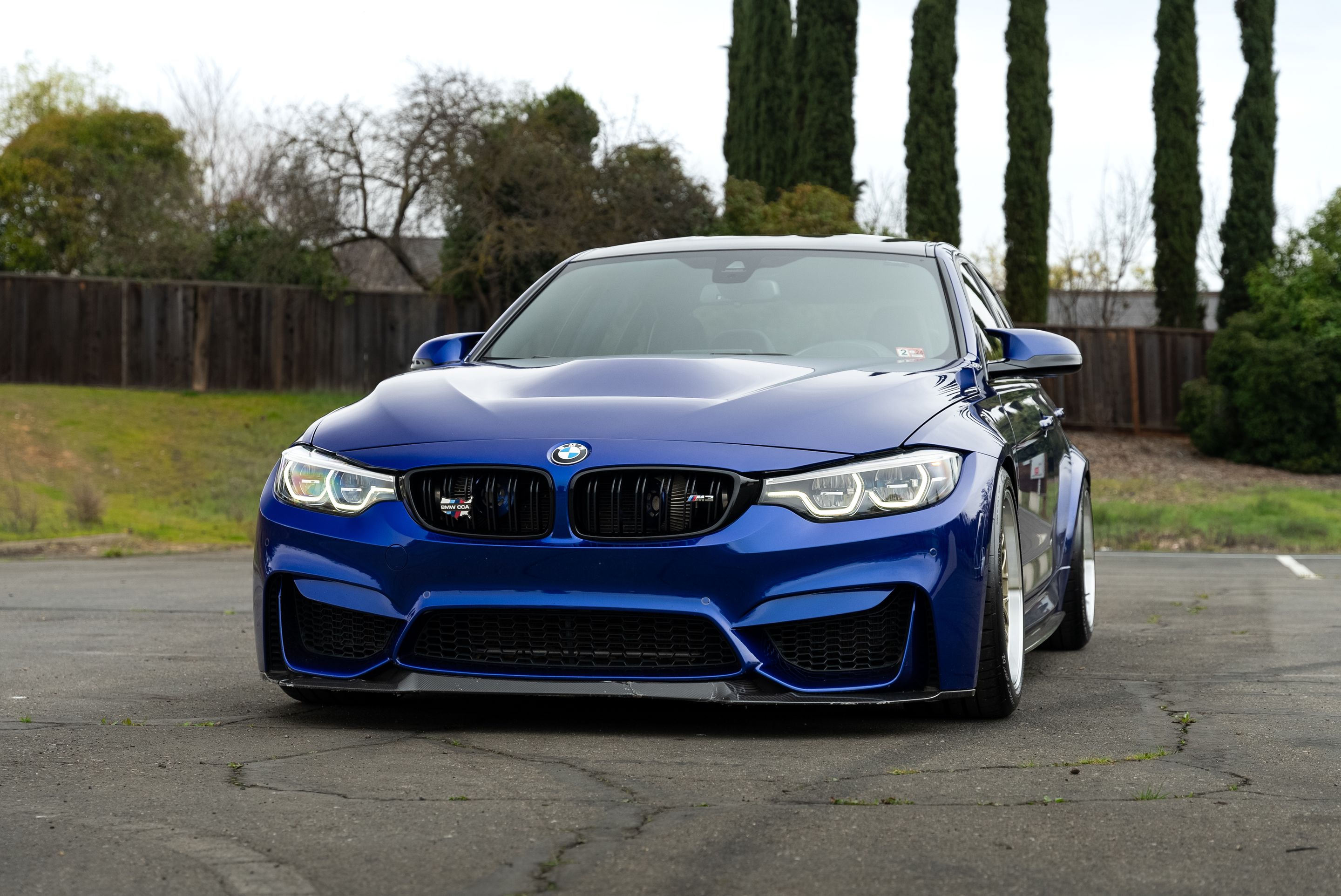 Blue BMW F80 M3 with 18" ML-10RT Apex wheels in Machined Lip Gloss Motorsport Gold