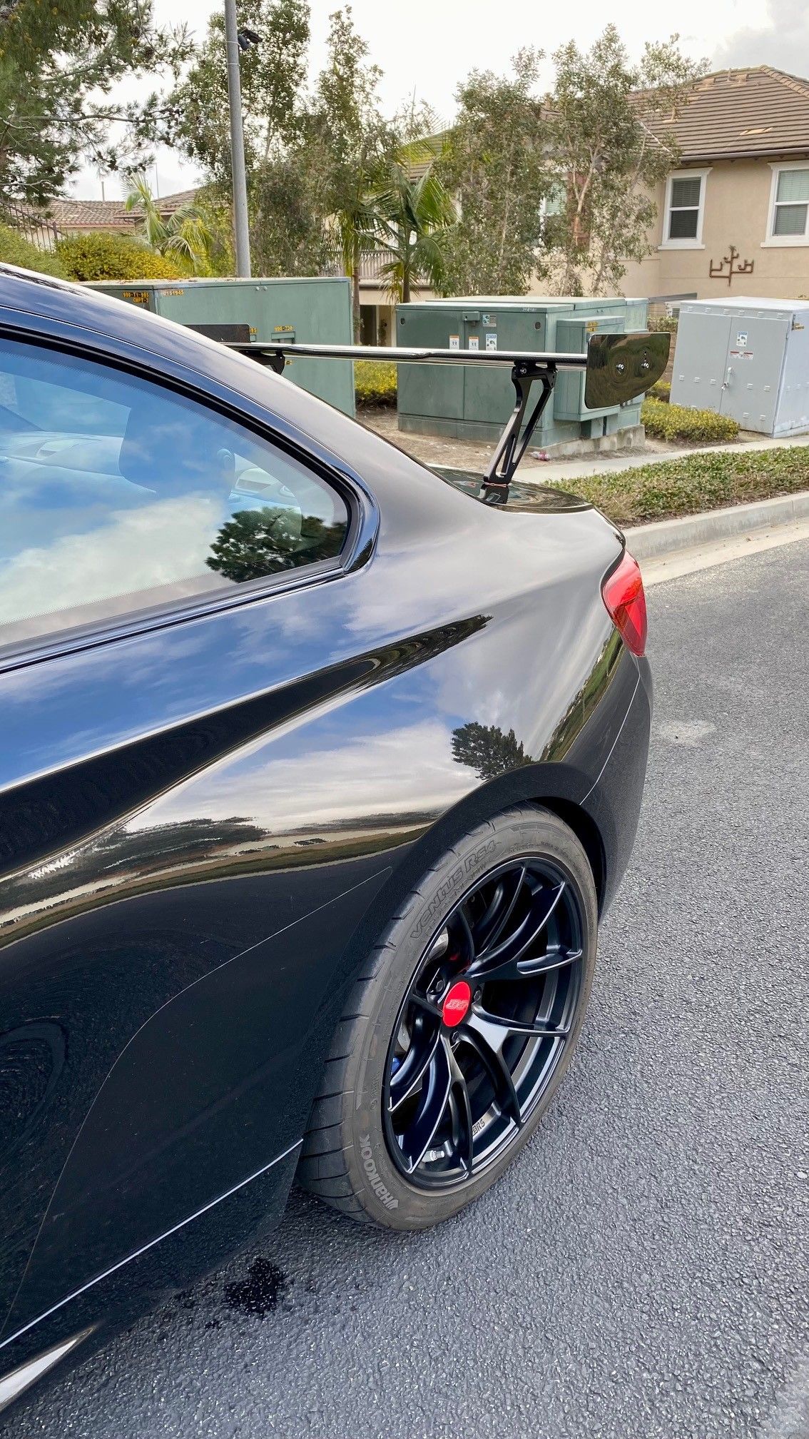 Black BMW F87 M2 with 18" VS-5RS Apex wheels in Satin Black
