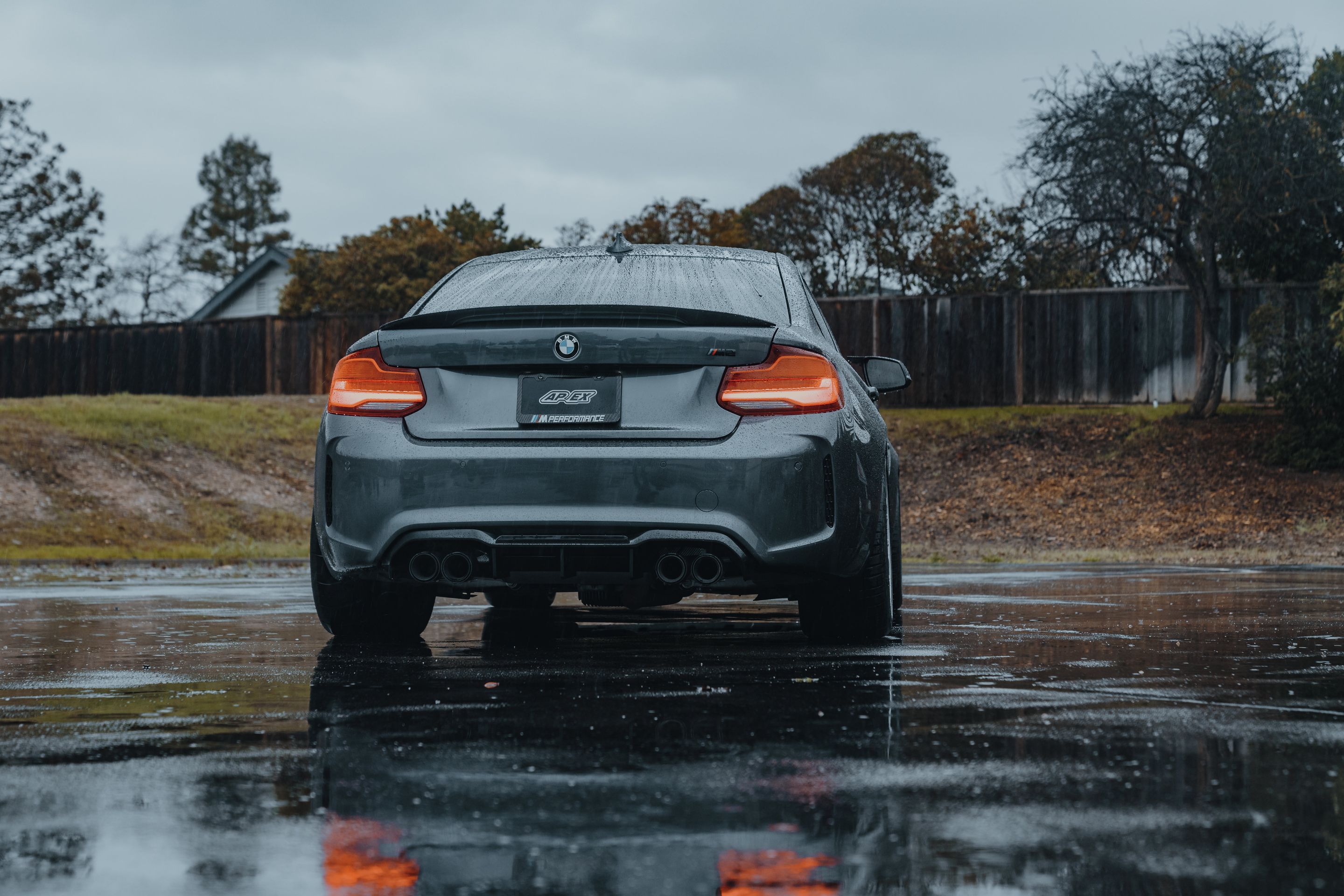 Grey BMW F87 M2 with 18" EC-7 Apex wheels in Race Silver