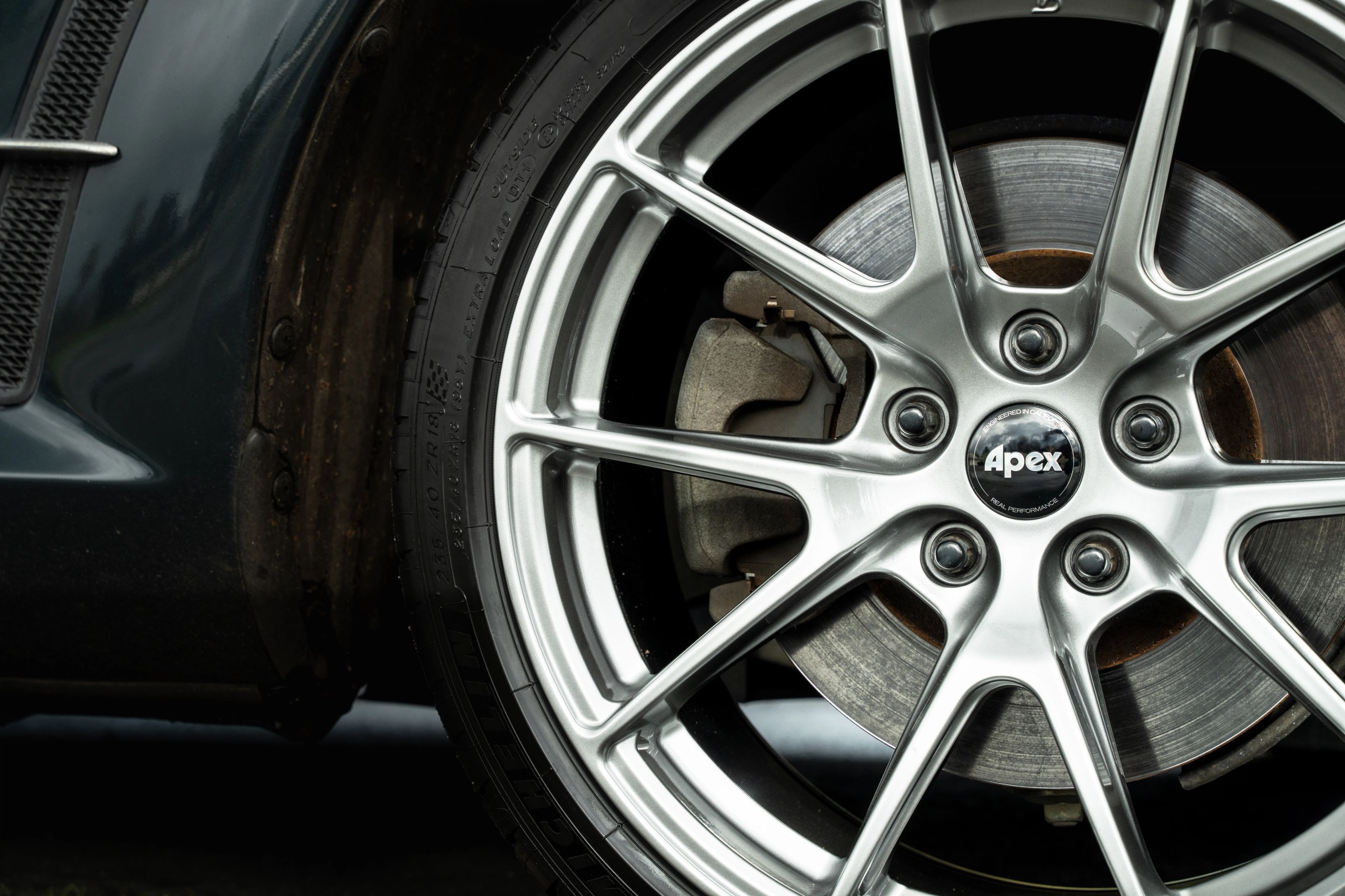 Green Mazda RX-8 with 18" VS-5 Apex wheels in Hyper Black