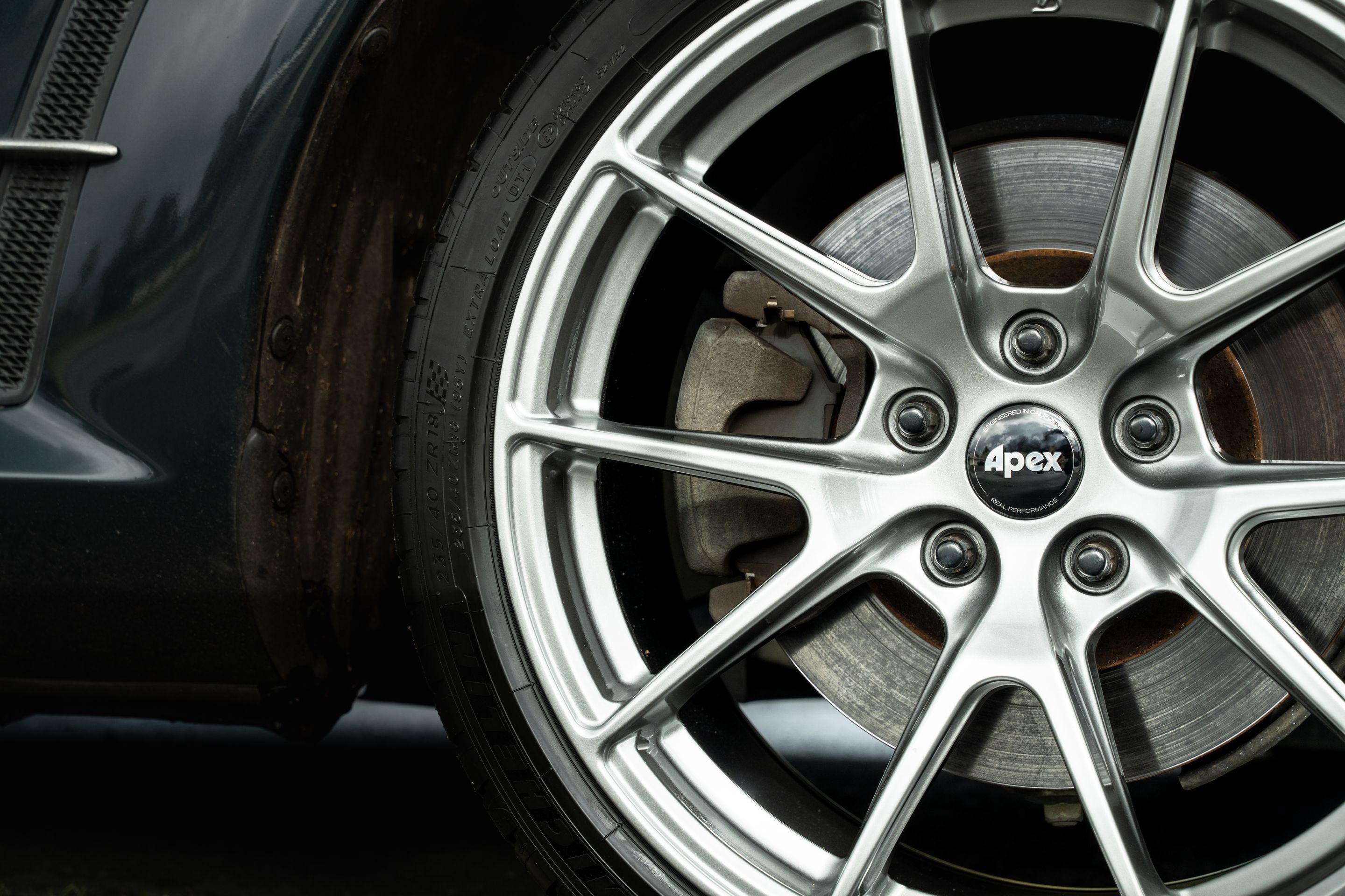 Green Mazda RX-8 with 18" VS-5 Apex wheels in Hyper Black