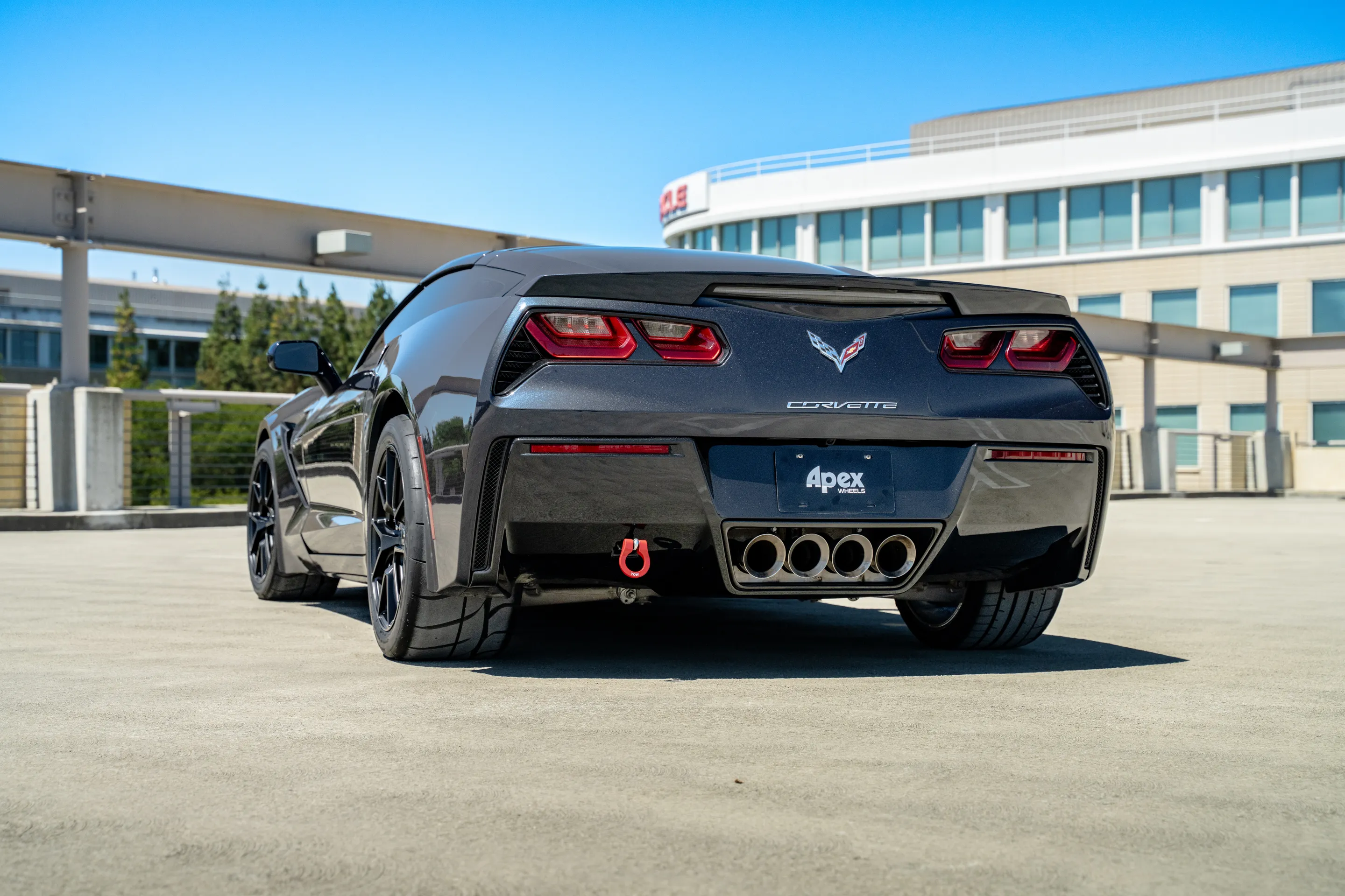 Grey Chevrolet C7 Corvette Stingray/Z51 with 18" VS-5 Apex wheels in Satin Black