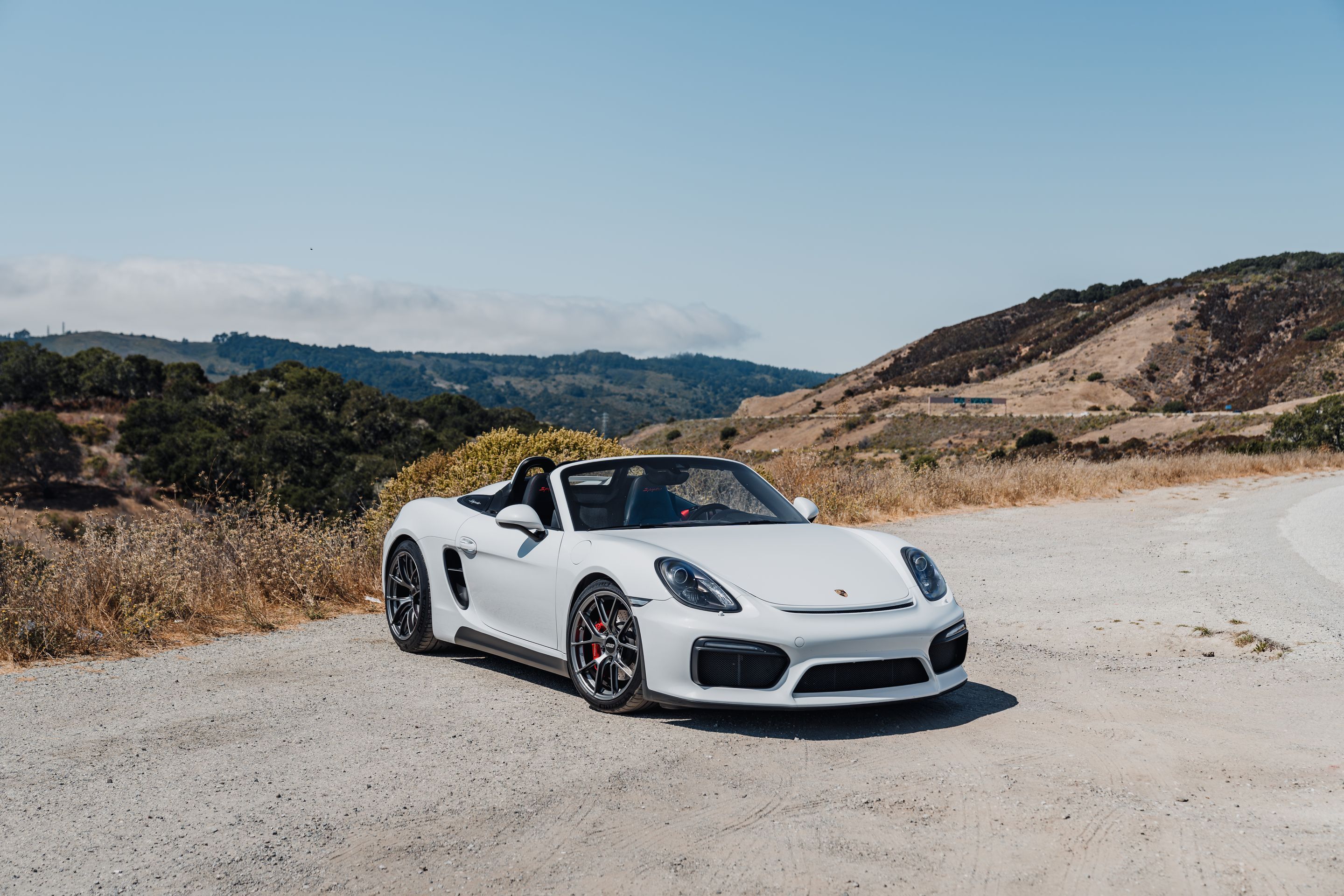 White Porsche 981 Spyder with 19" VS-5RS Apex wheels in Anthracite