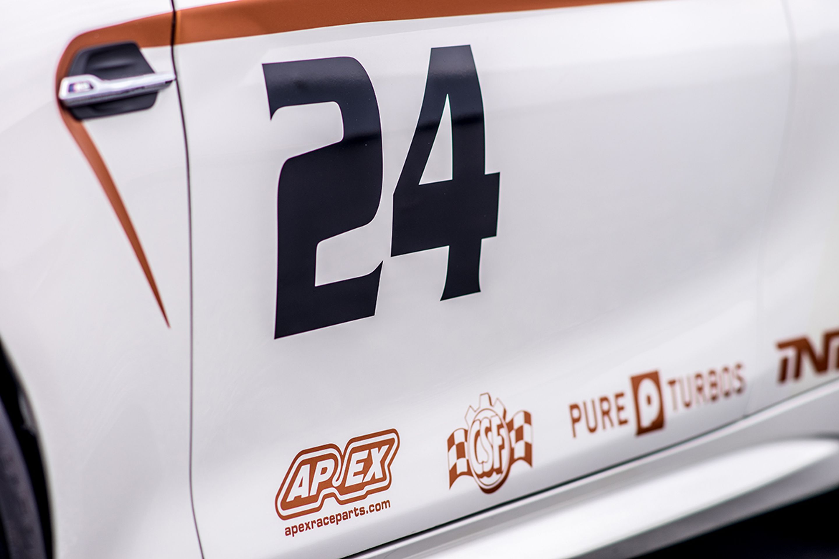 White BMW F87 M2 with 18" FL-5 Apex wheels in Satin Black