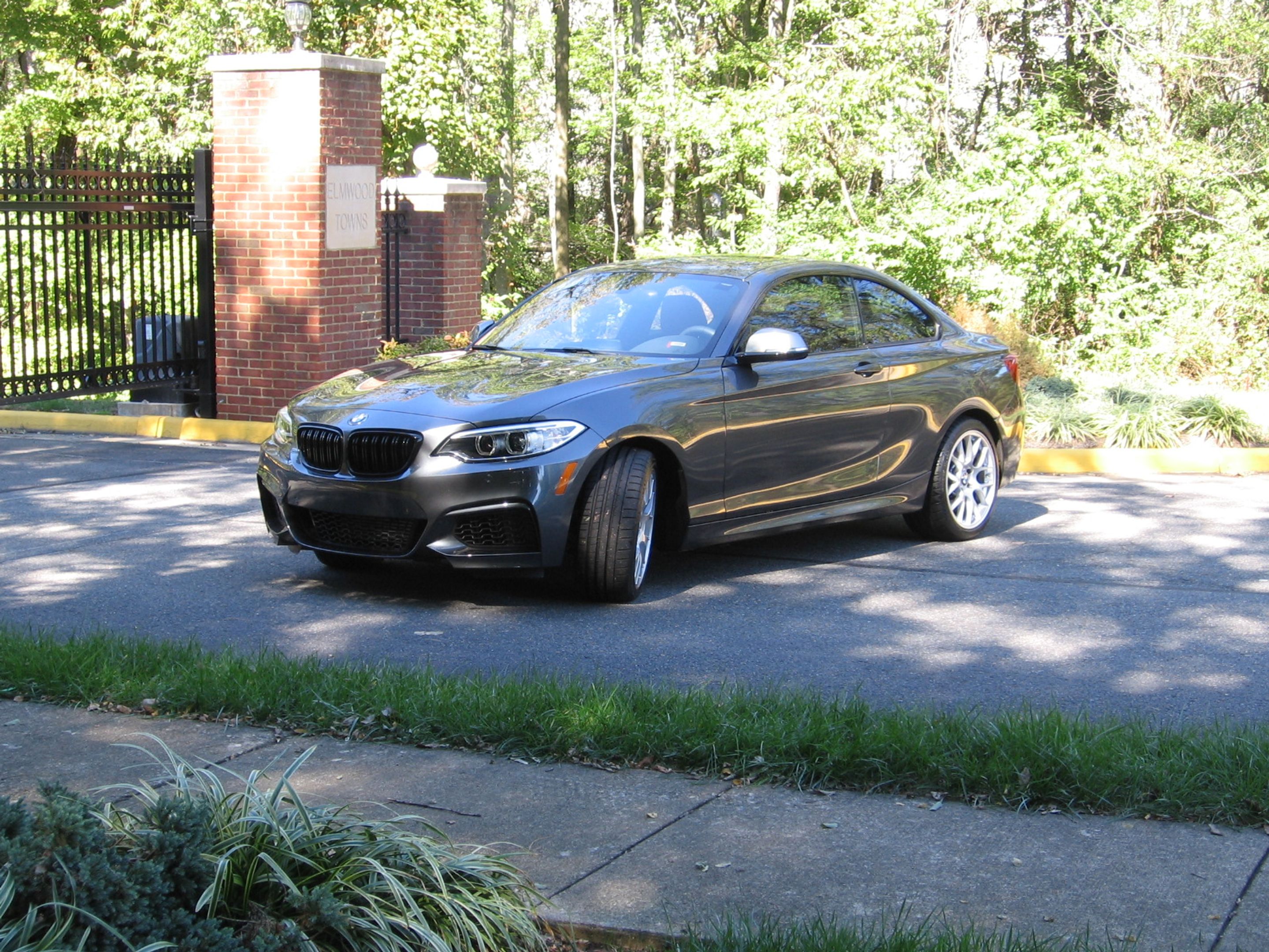 Grey BMW F22 Coupe 2 Series with 18" EC-7 Apex wheels in Race Silver