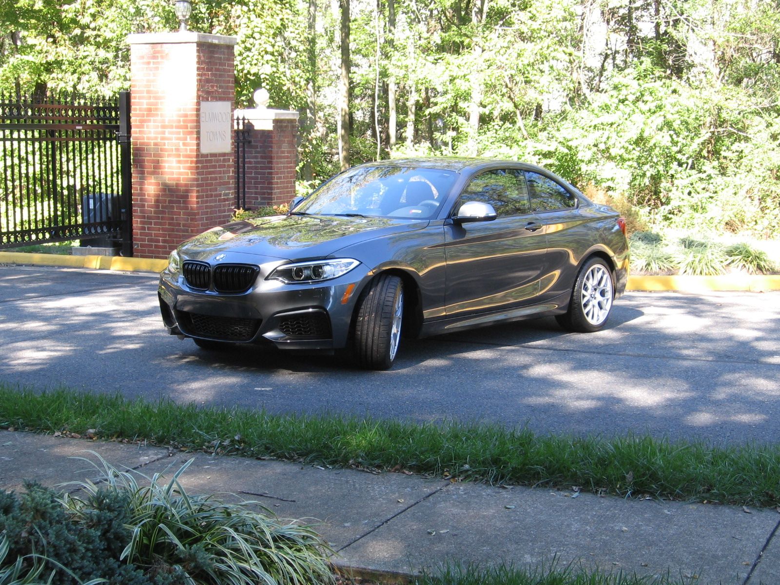 Grey BMW F22 Coupe 2 Series with 18" EC-7 Apex wheels in Race Silver