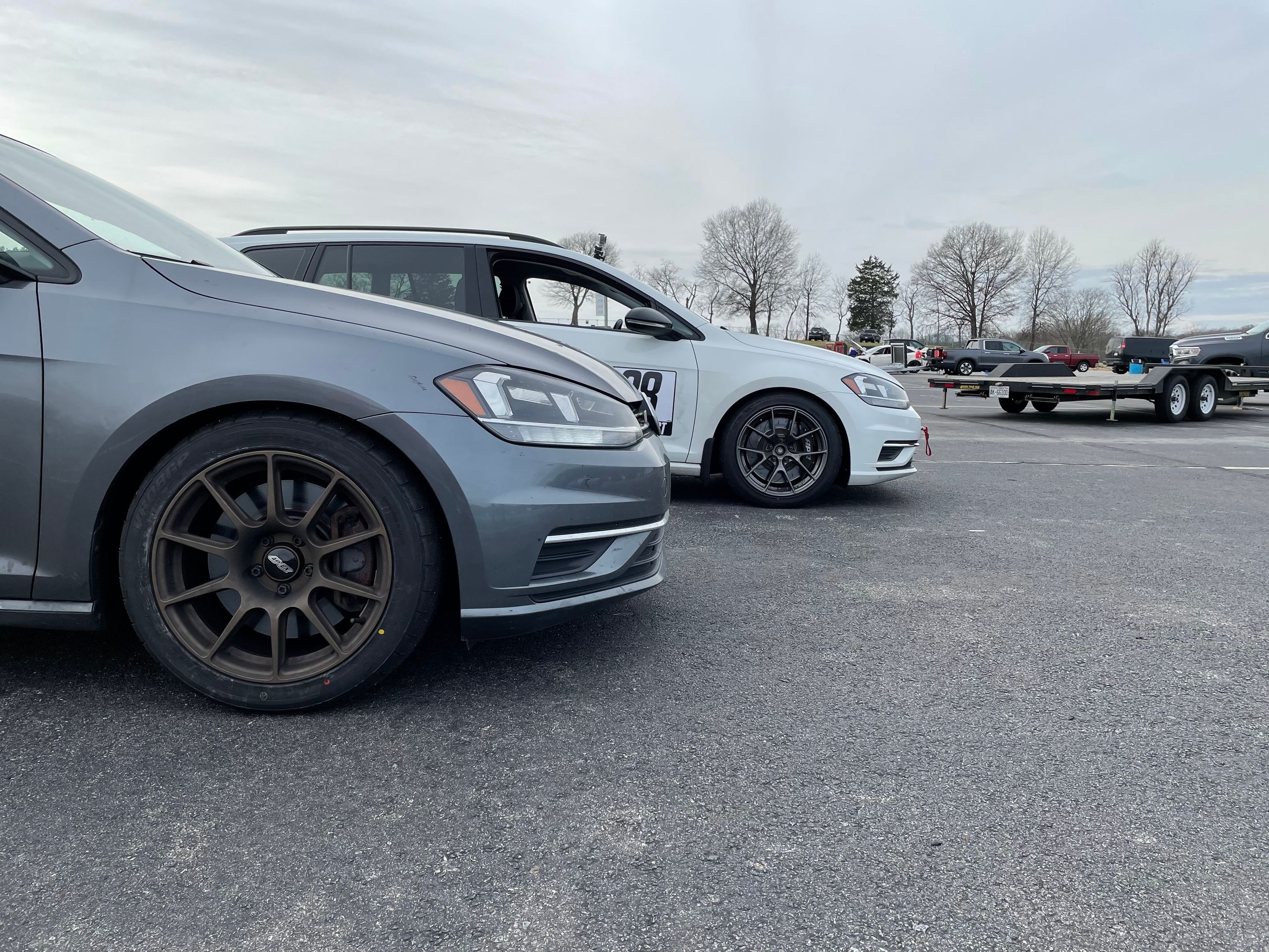 Grey VW MK7 Alltrack/SportWagen Golf SportWagen with 17" SM-10 Apex wheels in Satin Bronze