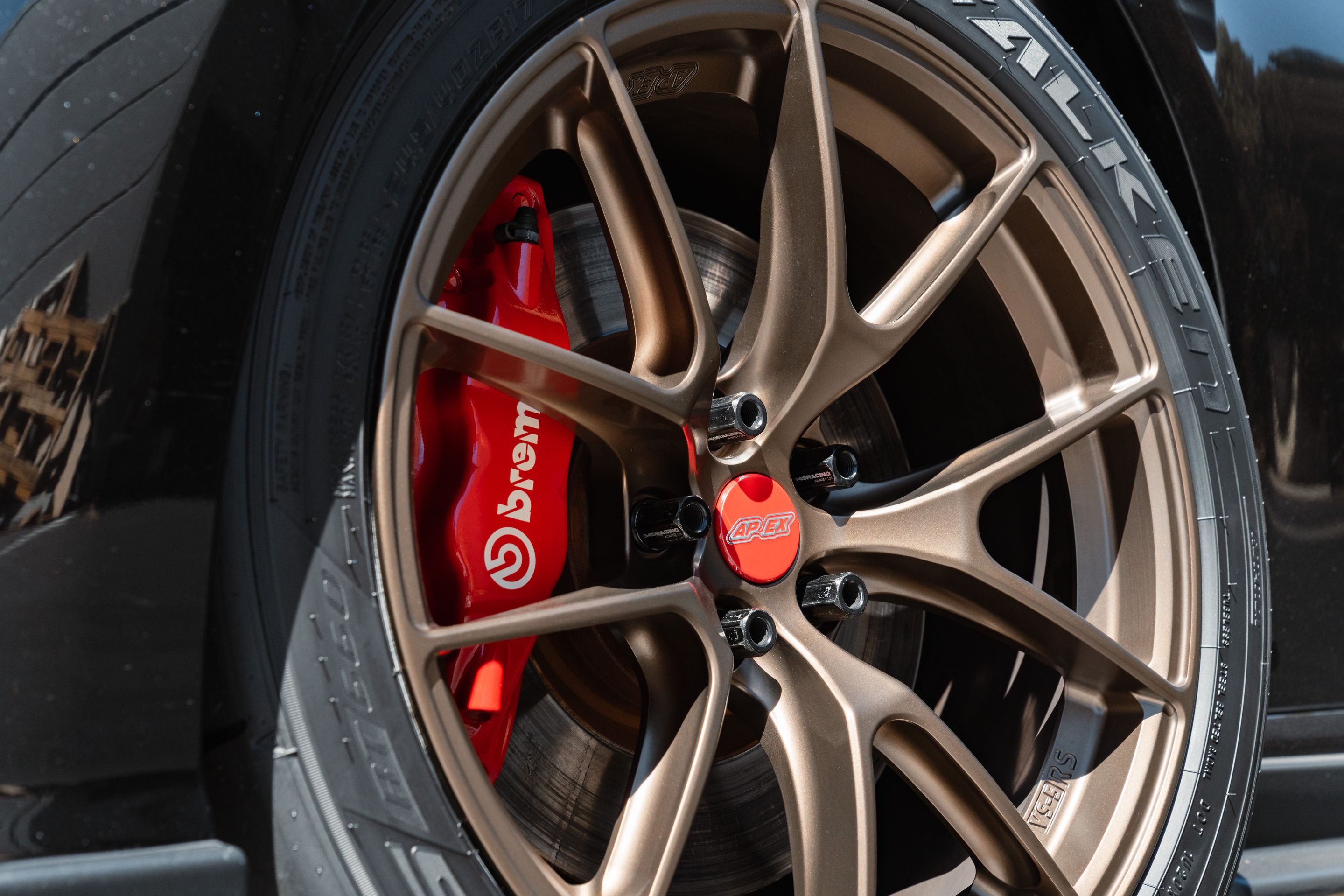 Black Subaru ZC6 / Gen 1 BRZ with 17" VS-5RS Apex wheels in Satin Bronze