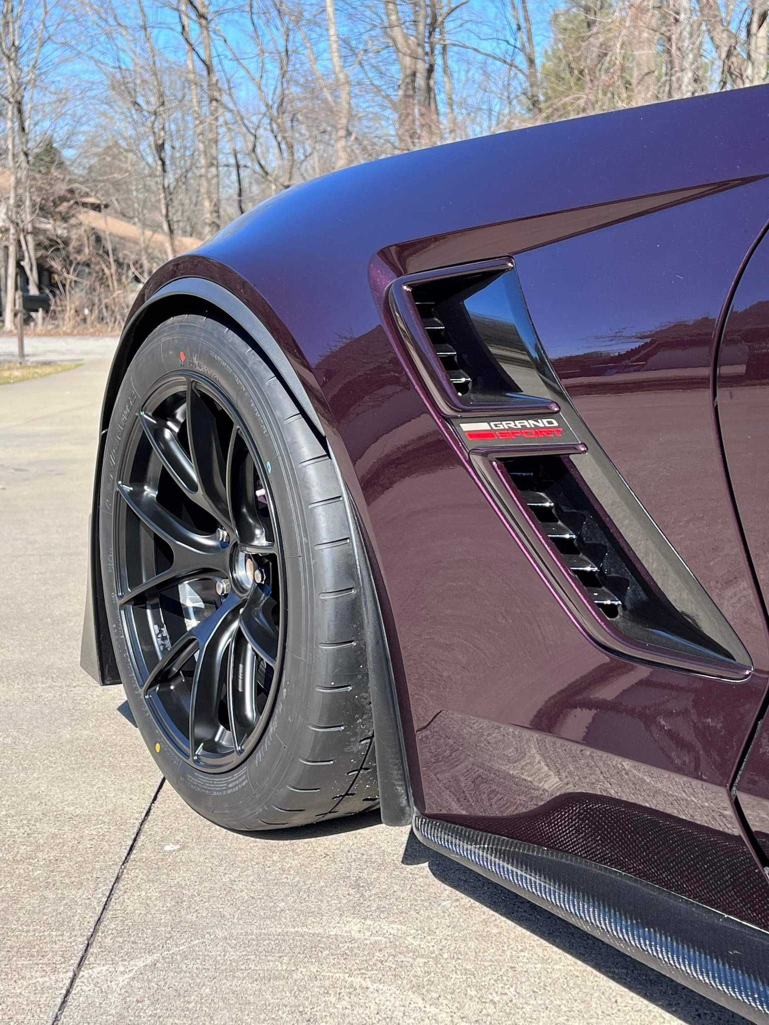 Purple Chevrolet C7 Corvette Grand Sport with 18" VS-5RS Apex wheels in Satin Black