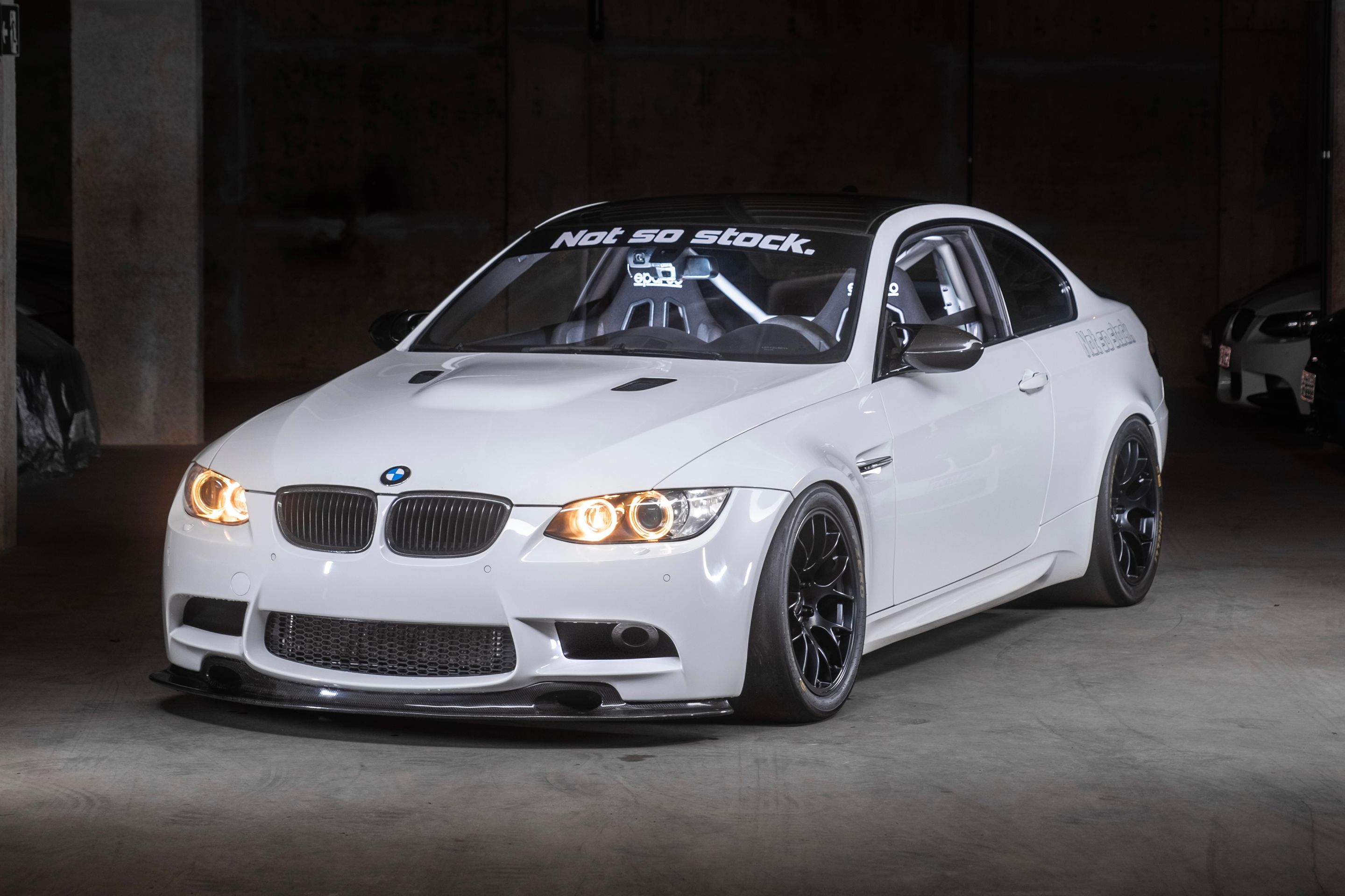 White BMW E92 Coupe M3 with 18" EC-7 Apex wheels in Satin Black