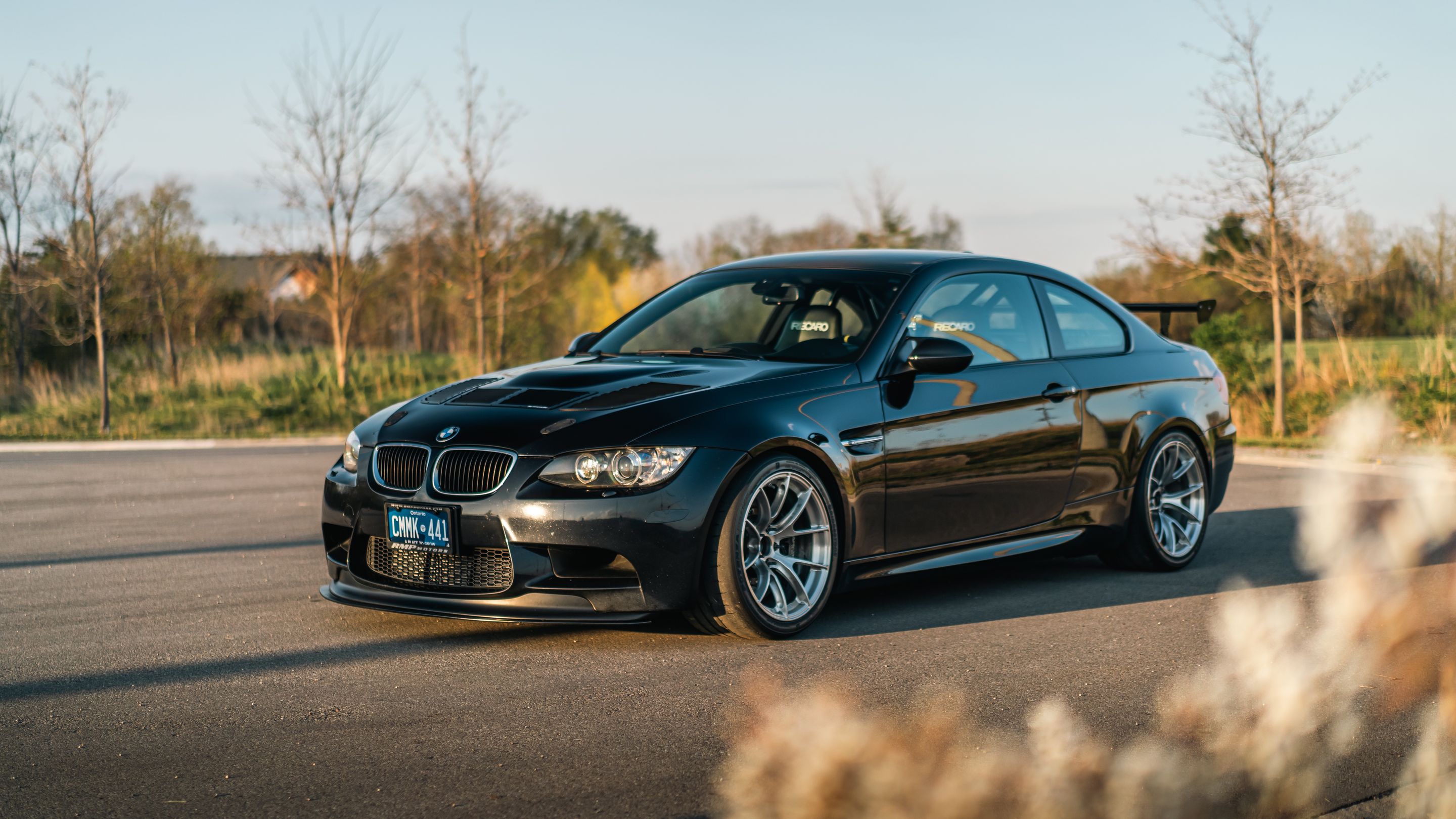 Black BMW E92 Coupe M3 with 18" VS-5RS Apex wheels in Brushed Clear