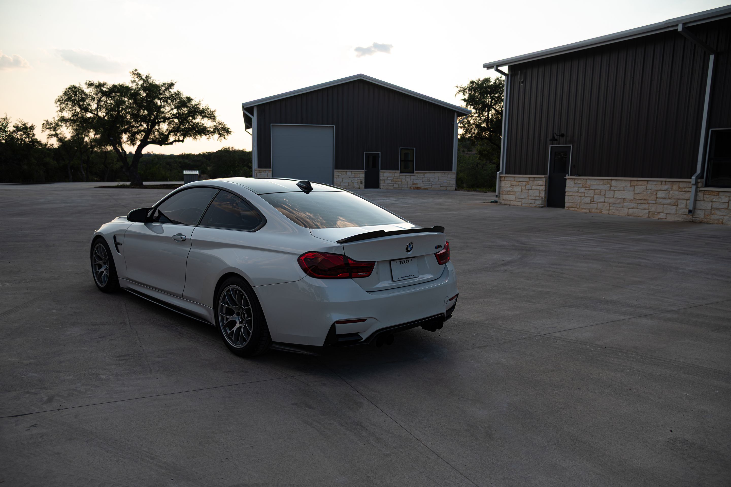 White BMW F82 Coupe M4 with 18" EC-7 Apex wheels in Race Silver