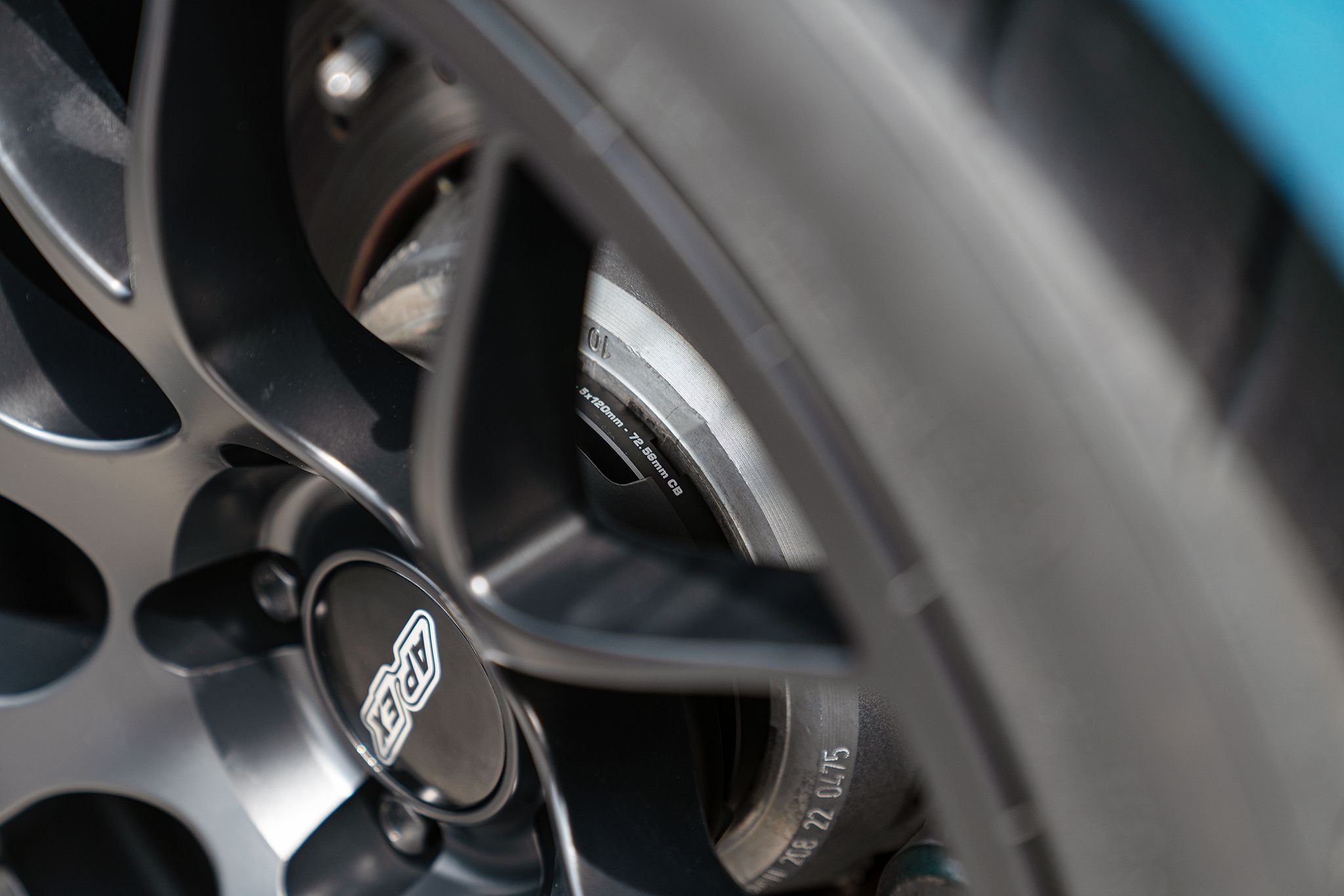 Blue BMW F87 M2 with 18" EC-7 Apex wheels in Satin Black