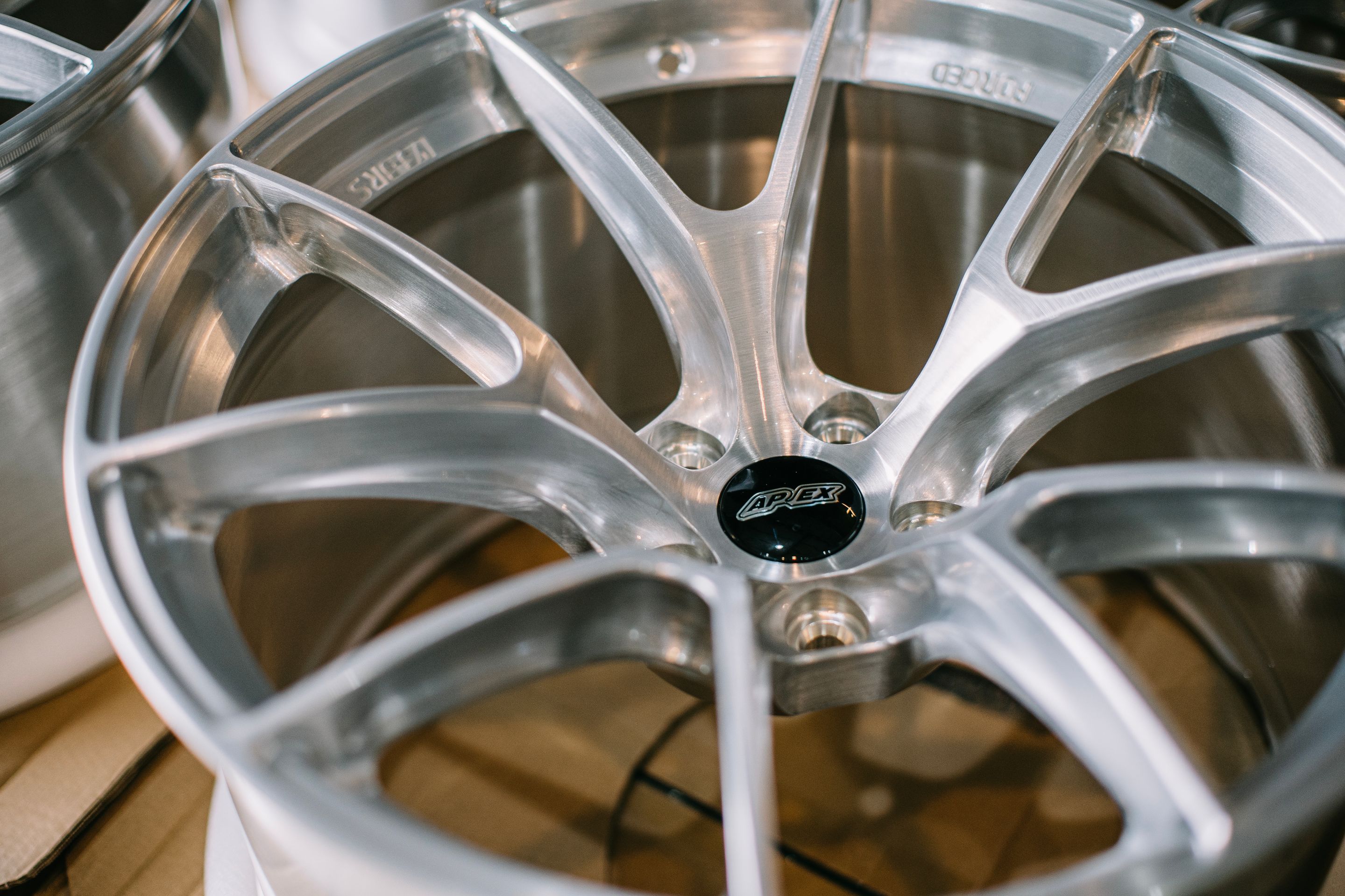 Green BMW G80 M3 with 19" VS-5RS Apex wheels in Brushed Clear