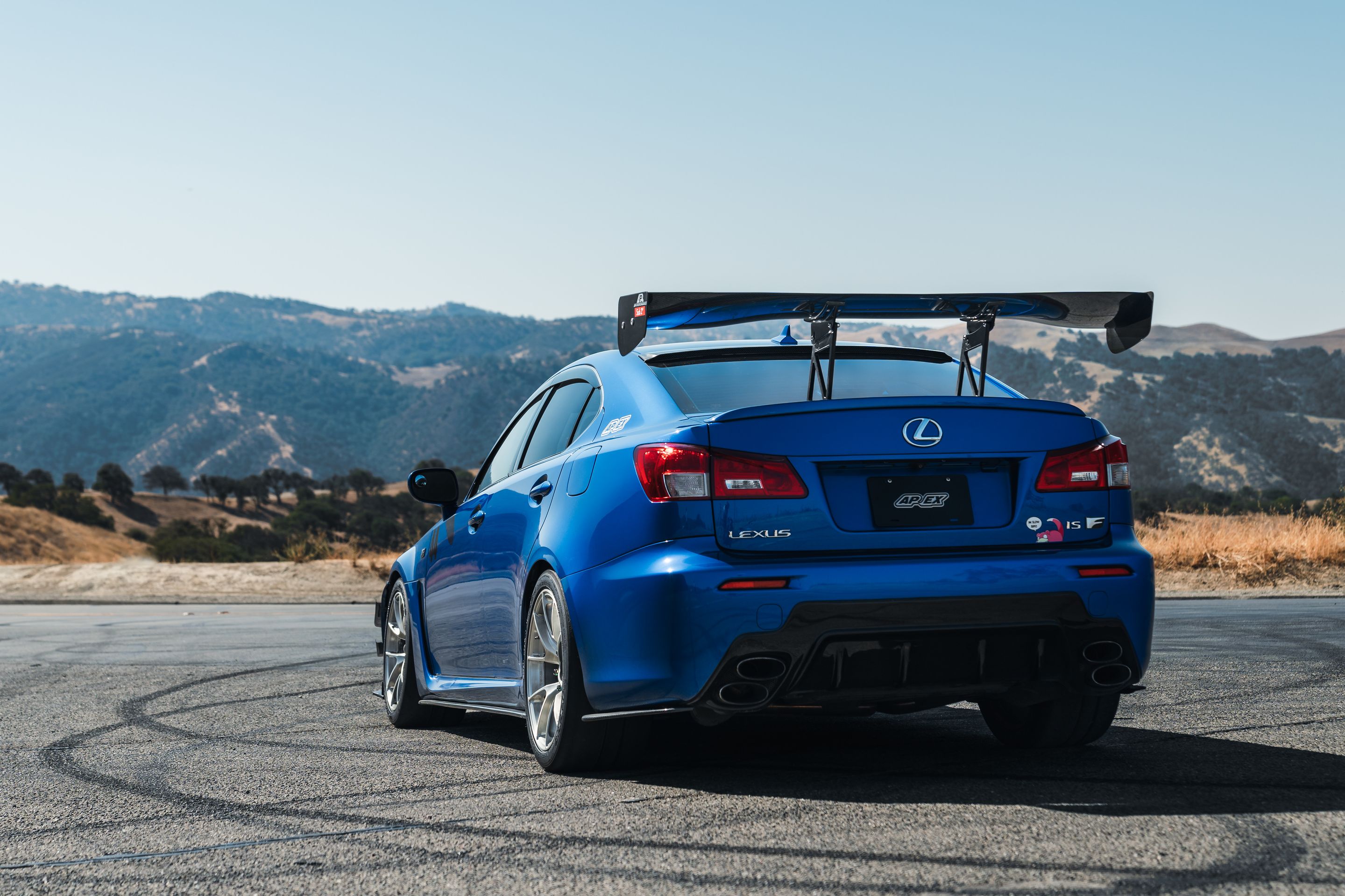 Blue Lexus USE20 IS-F with 18" VS-5RS Apex wheels in Brushed Clear