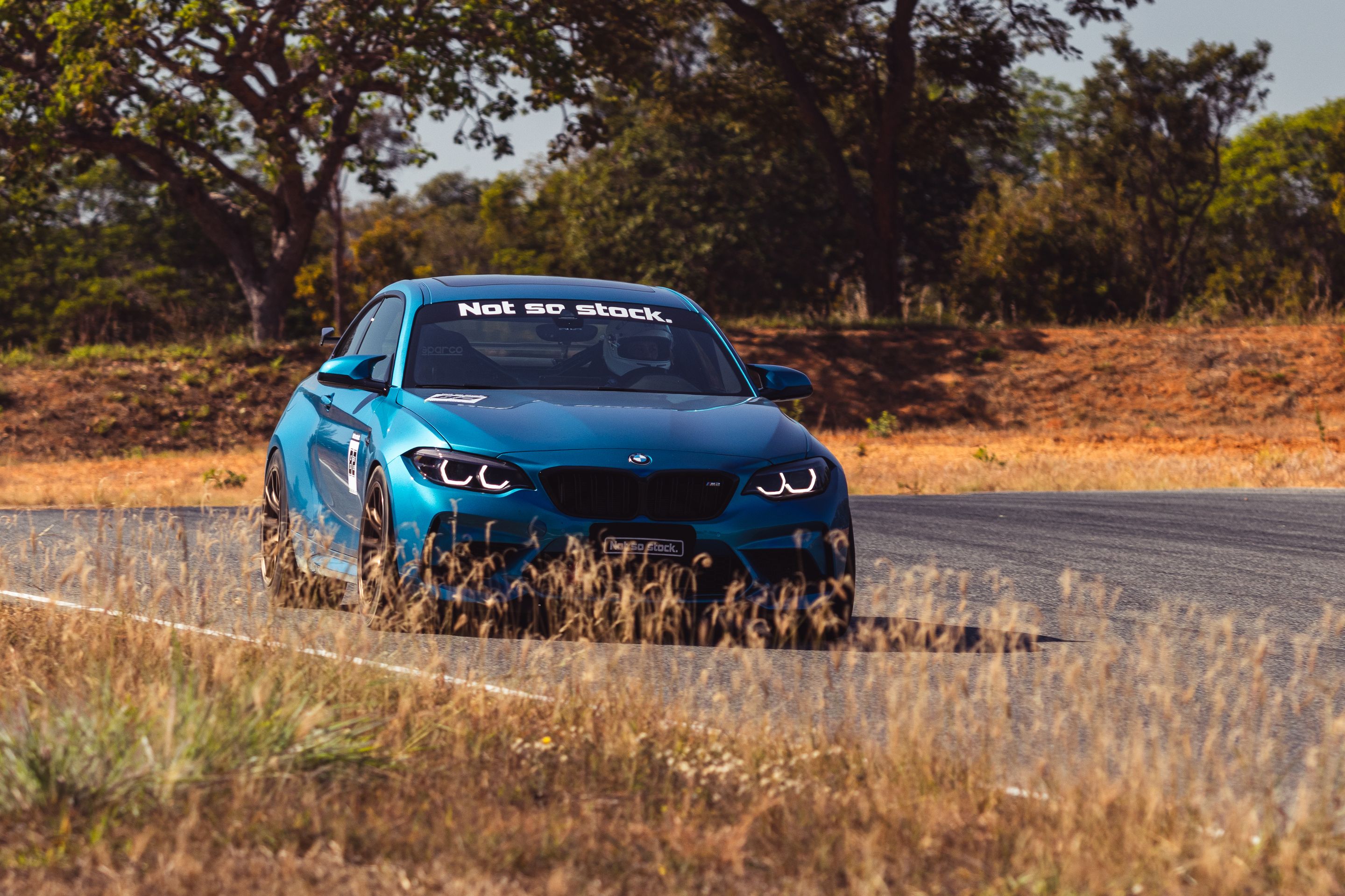 Blue BMW F87 M2 with 18" SM-10 Apex wheels in Custom Finish