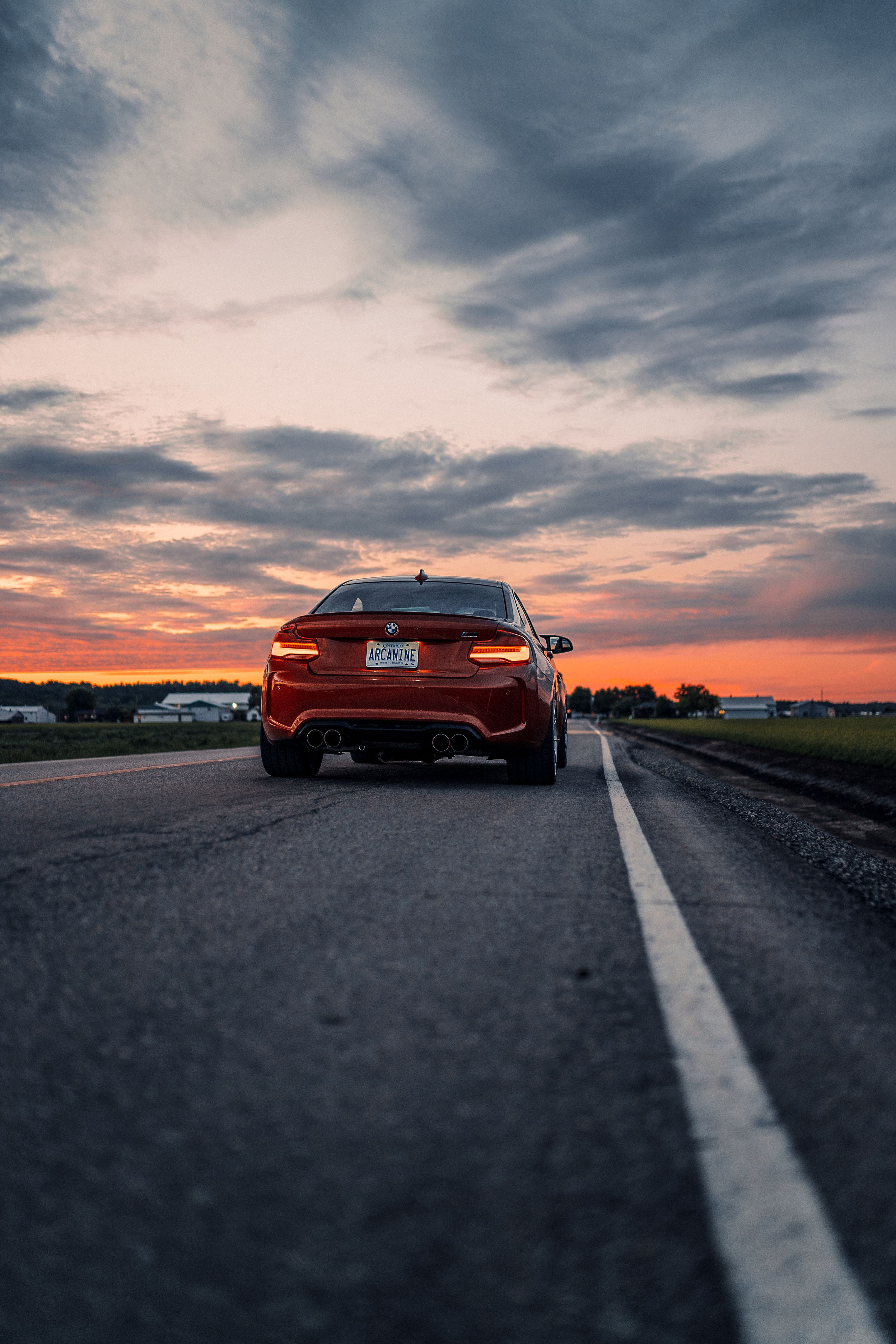 Orange BMW F87 M2 with 19" VS-5RS Apex wheels in Brushed Clear