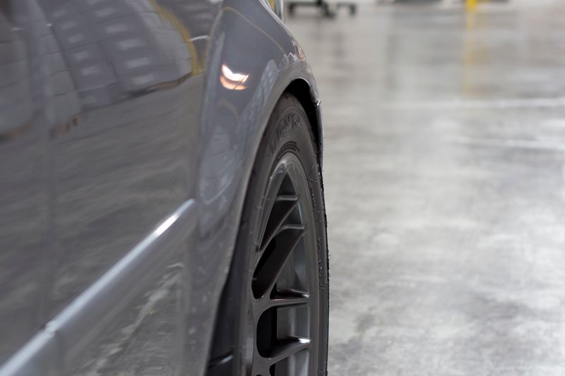 Grey BMW E46 M3 with 17" ARC-8 Apex wheels in Anthracite