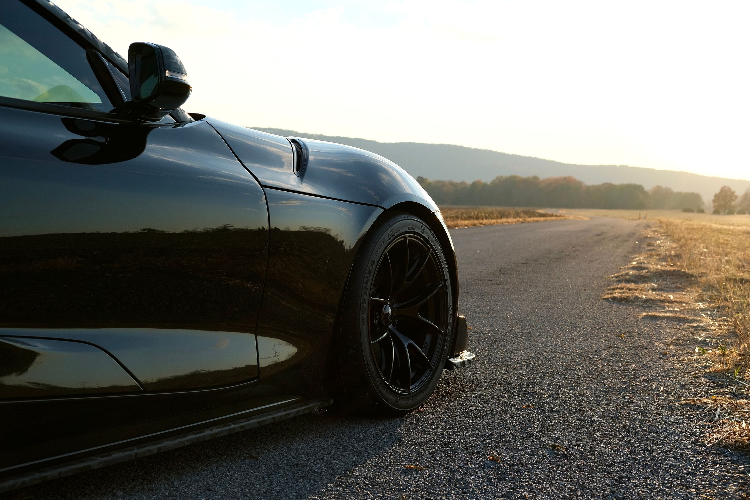 Black Toyota GR Supra with 18" VS-5RS Apex wheels in Satin Black