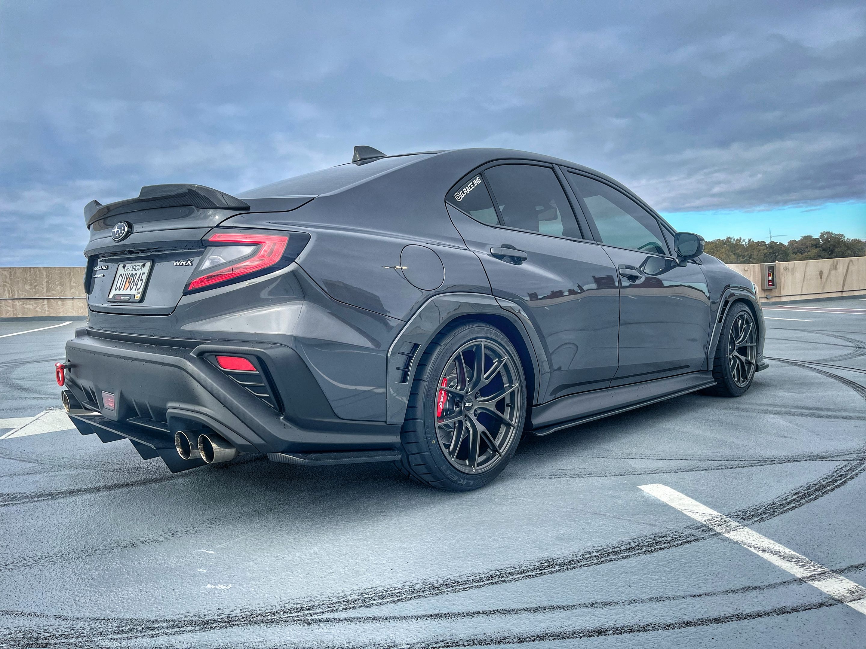 Grey Subaru VB WRX with 18" VS-5RS Apex wheels in Anthracite