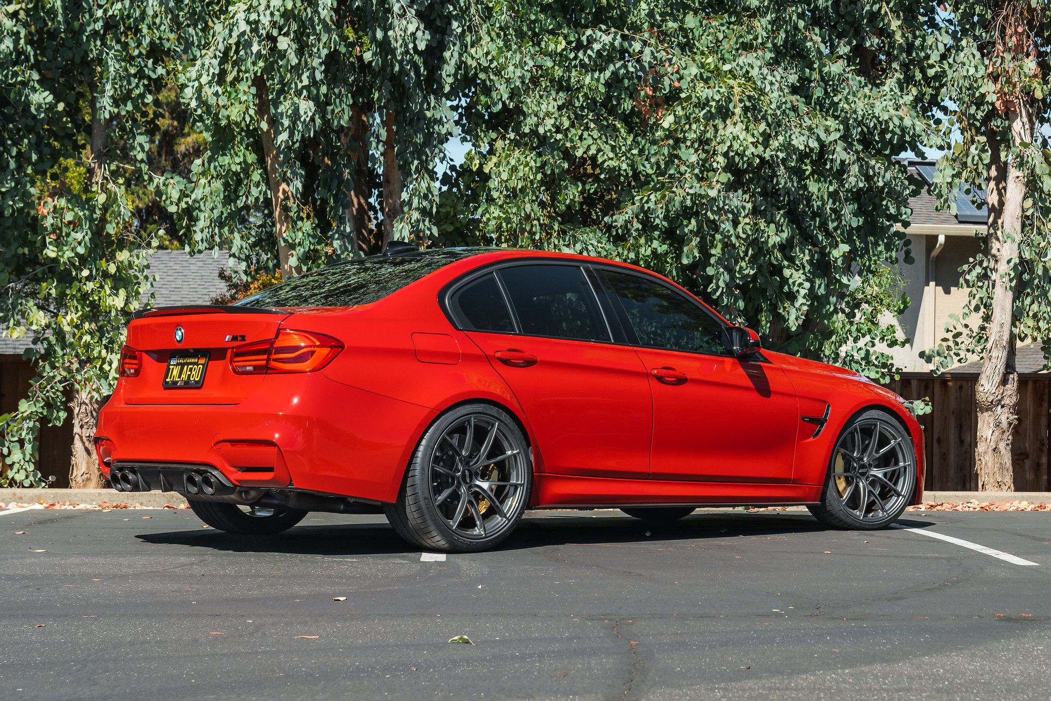 Red BMW F80 M3 with 20" VS-5RS Apex wheels in Anthracite