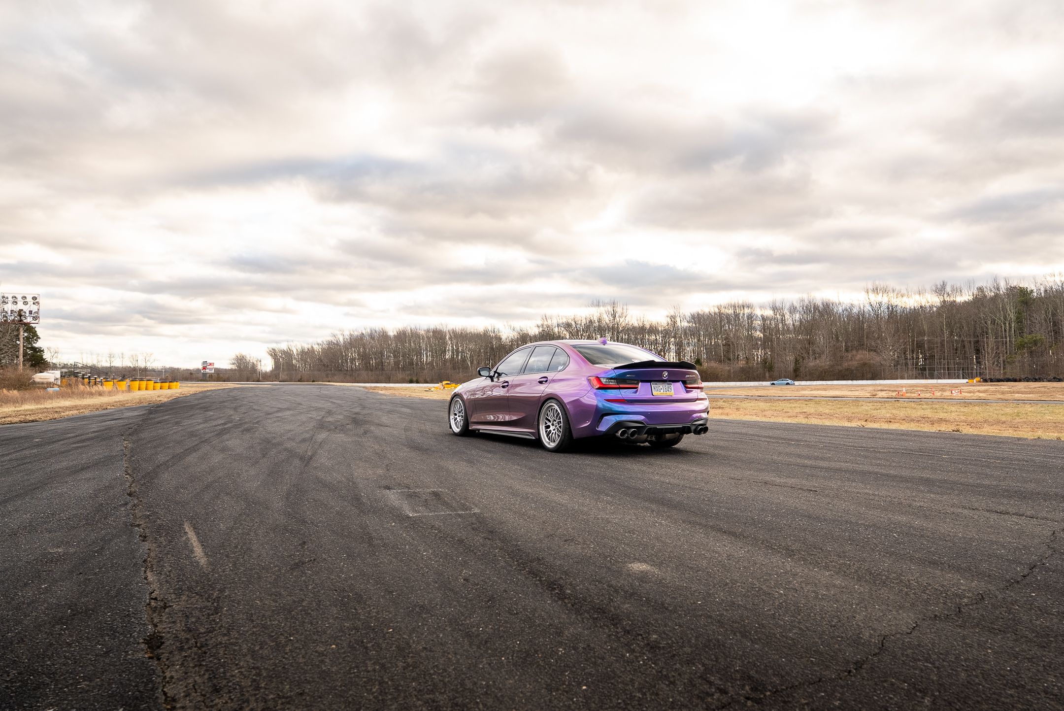 Purple BMW G20 Sedan 3 Series with 19" ML-10RT Apex wheels in Machined Lip Race Silver
