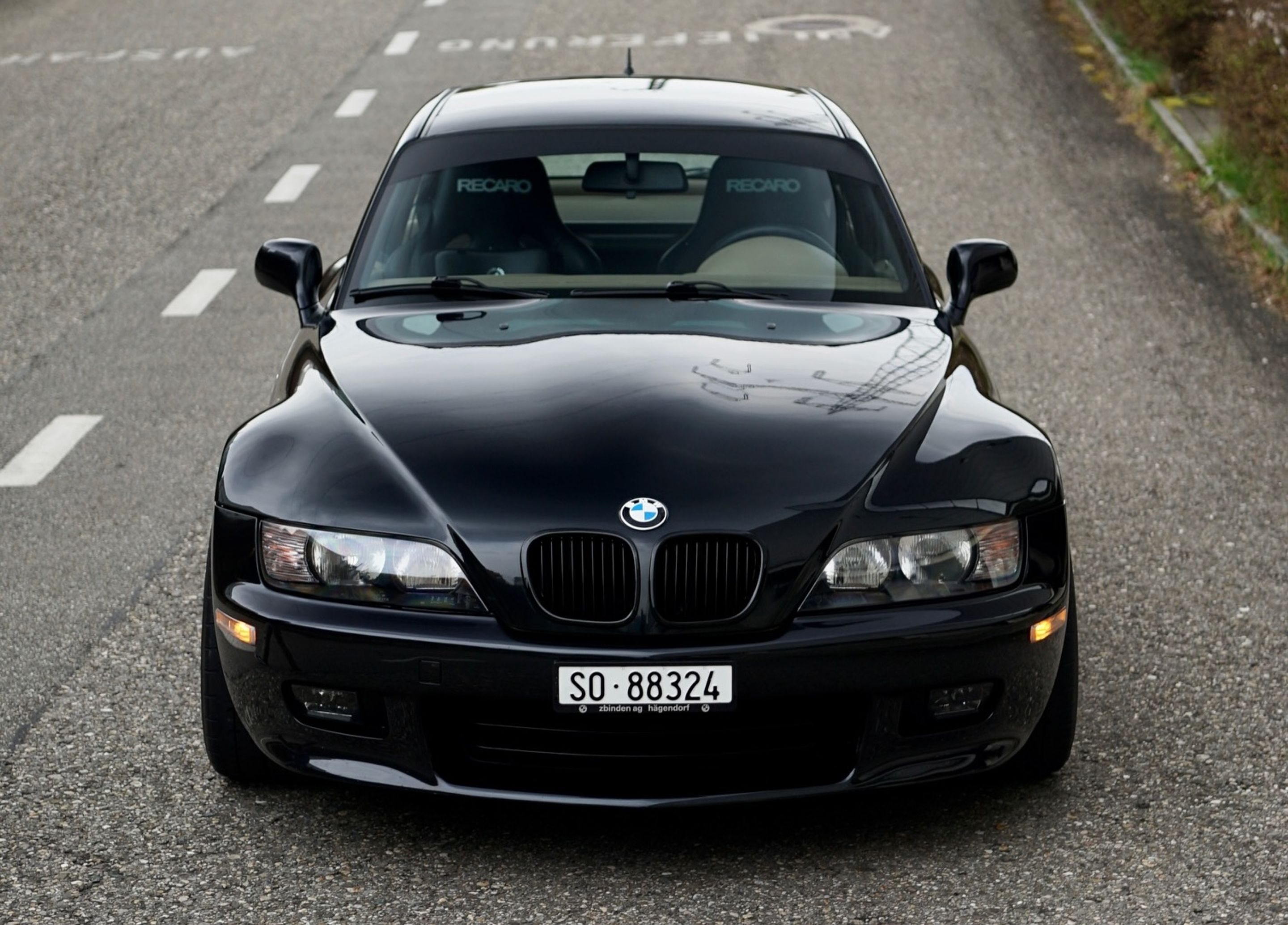 Black BMW E36/8 Coupe Z3 with 17" ARC-8 Apex wheels in Satin Black