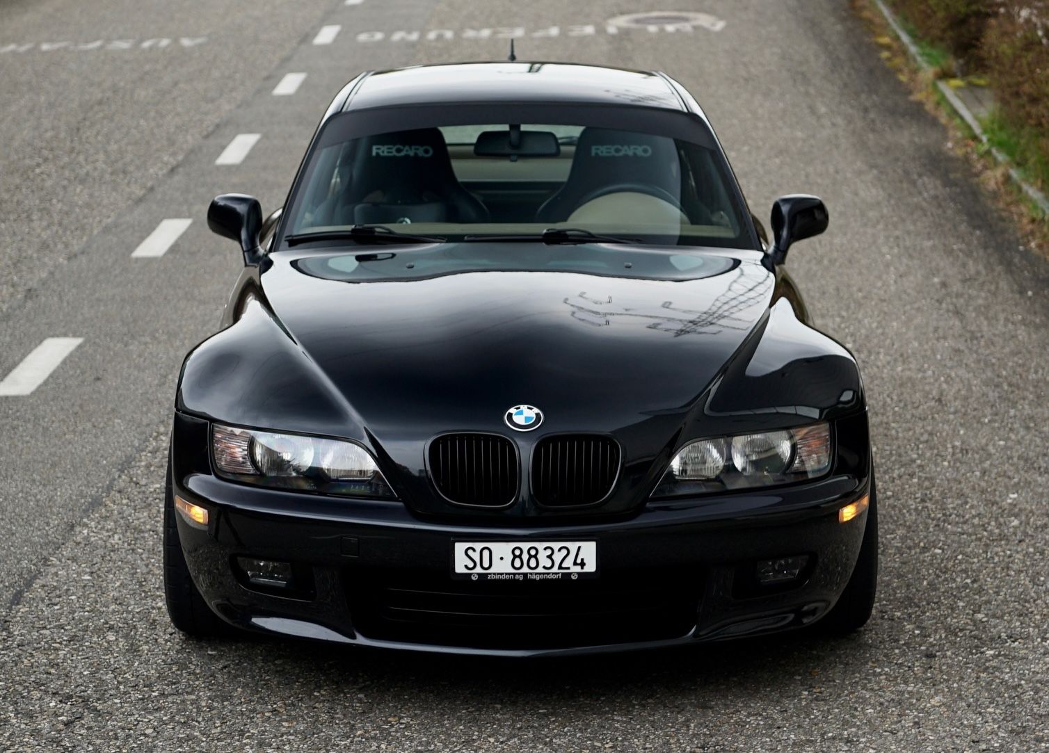 Black BMW E36/8 Coupe Z3 with 17" ARC-8 Apex wheels in Satin Black