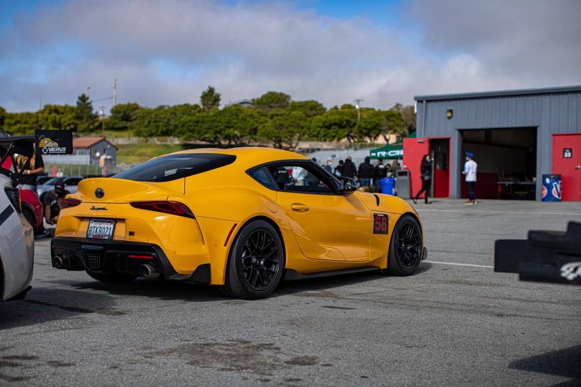 Grey Toyota GR Supra with 18" SM-10 Apex wheels in Anthracite