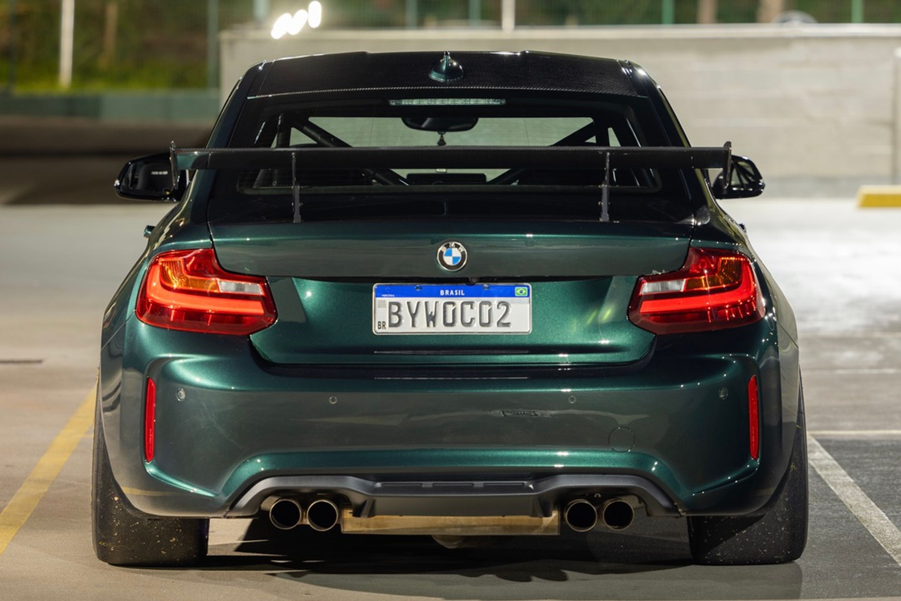 Green BMW F87 M2 with 18" EC-7 Apex wheels in Race Silver