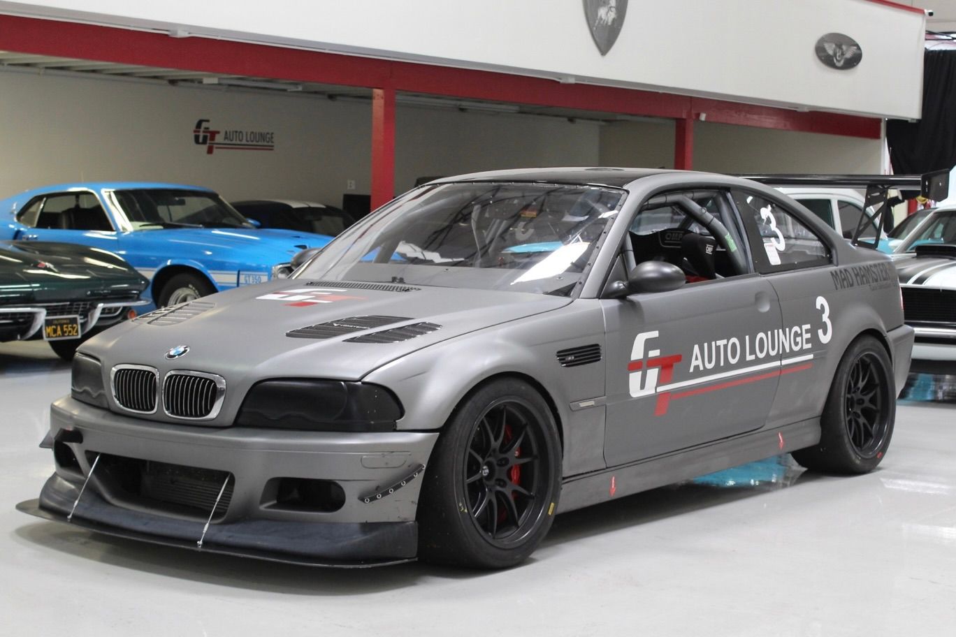 Grey BMW E46 M3 with 18" FL-5 Apex wheels in Satin Black