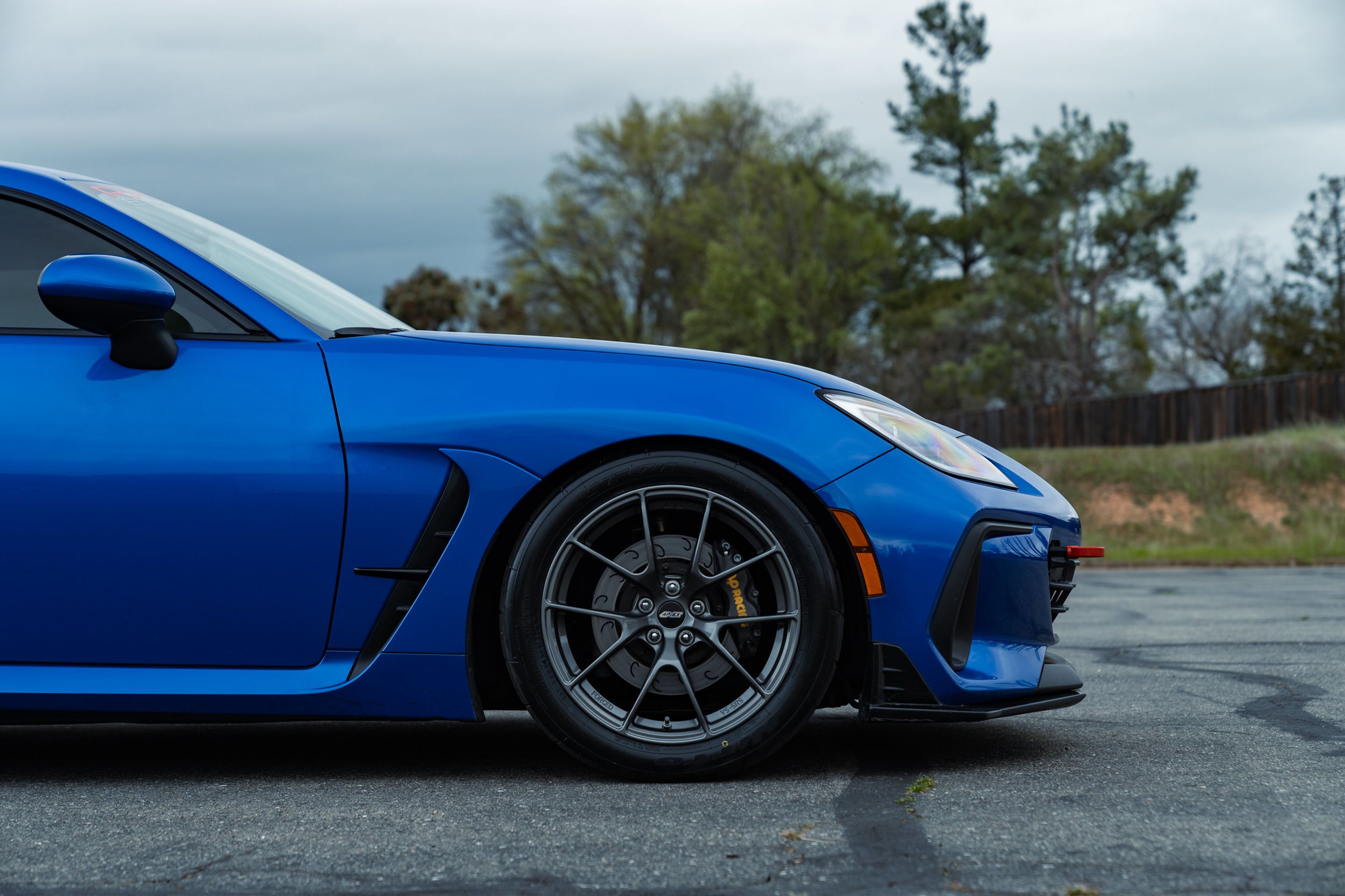 Blue Subaru ZD8 / Gen 2 BRZ with 17" VS-5RS Apex wheels in Anthracite