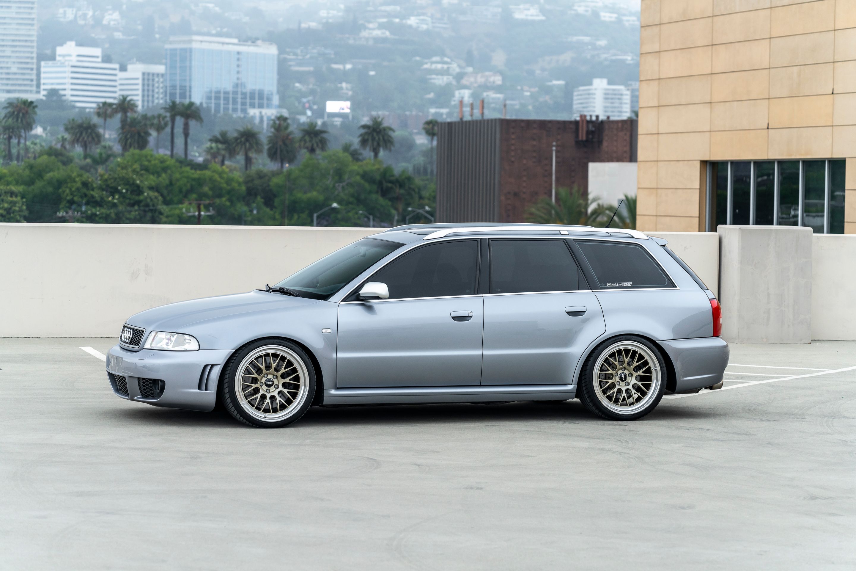 Silver Audi B5 RS 4 Avant/Wagon with 19" ML-10RT Apex wheels in Machined Lip Gloss Motorsport Gold