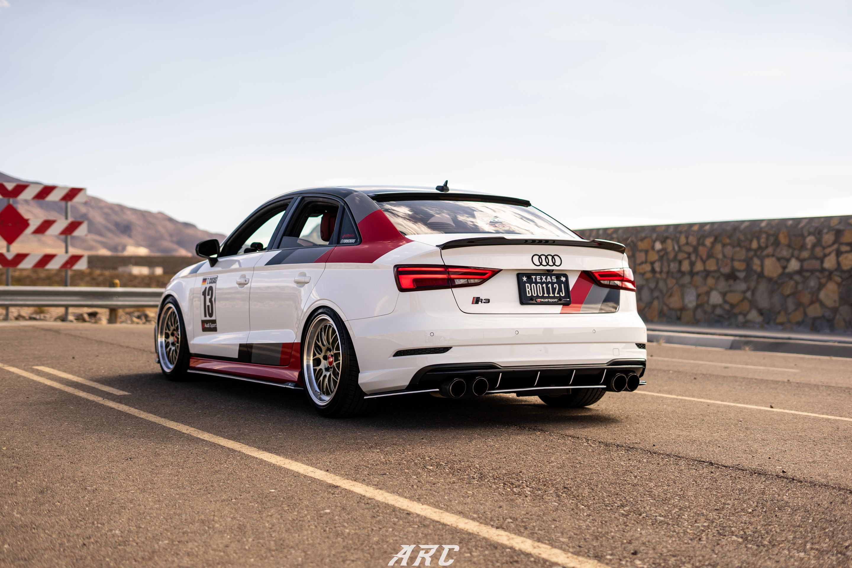 Race Livery Audi 8V A3 with 18" ML-10RT Apex wheels in Machined Lip Gloss Motorsport Gold