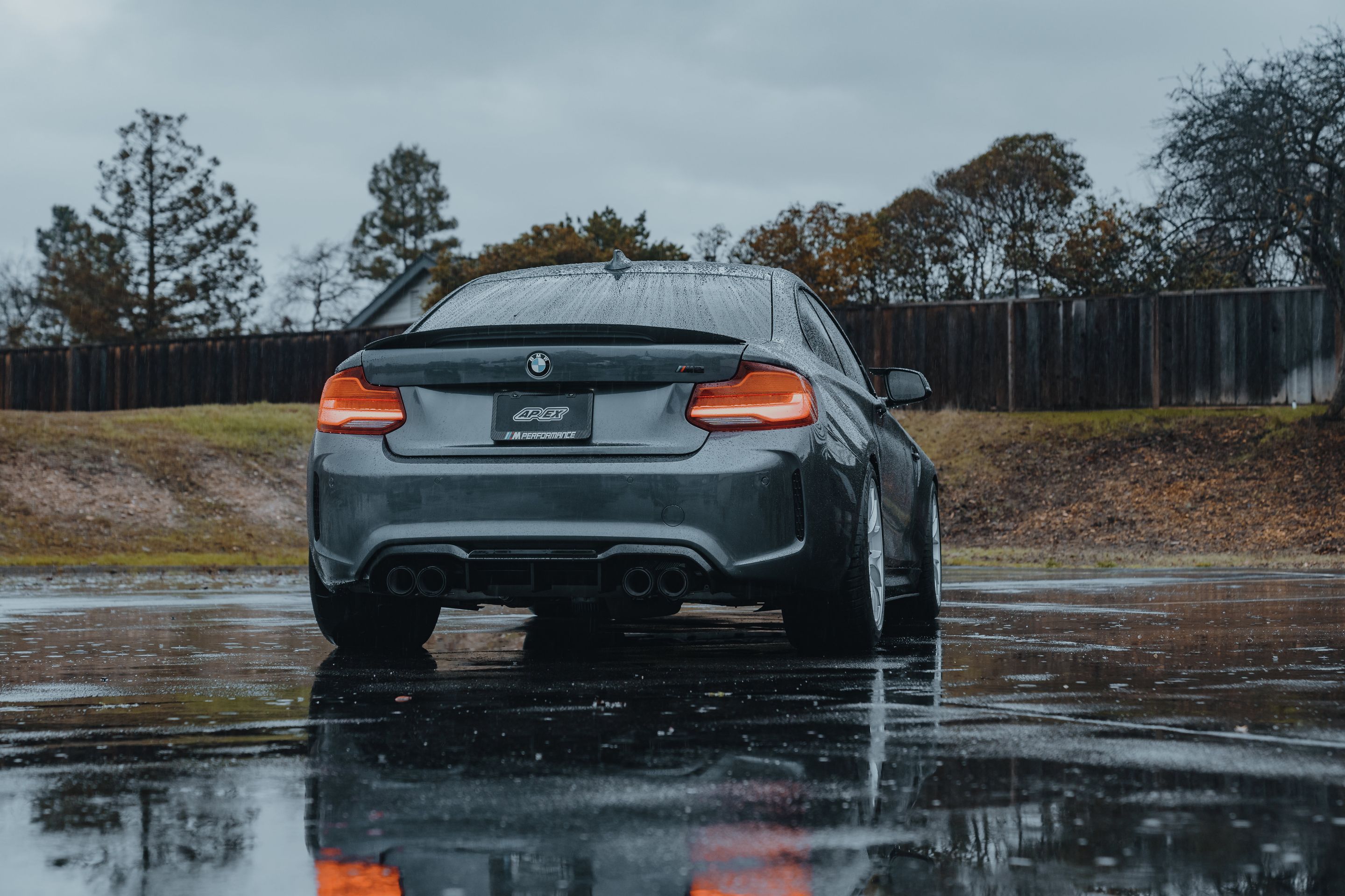Grey BMW F87 M2 with 18" EC-7 Apex wheels in Race Silver
