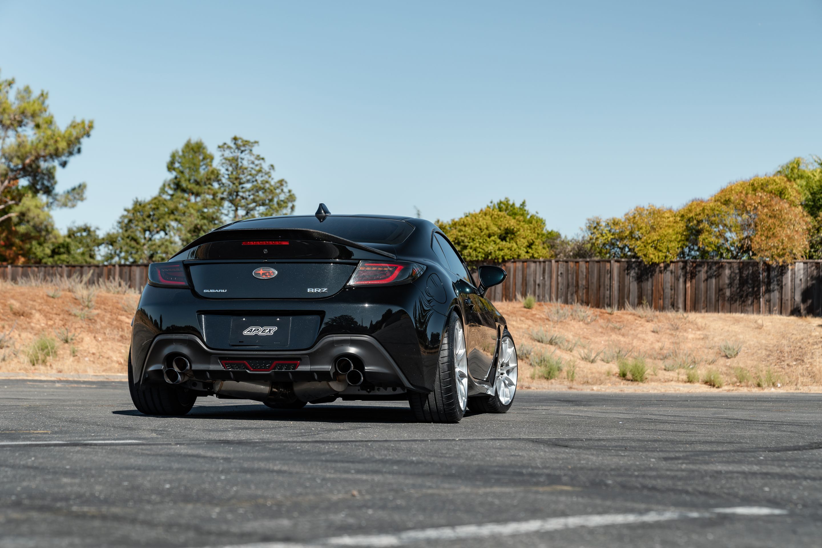 Black Subaru ZD8 / Gen 2 BRZ with 18" SM-10RS Apex wheels in Brushed Clear