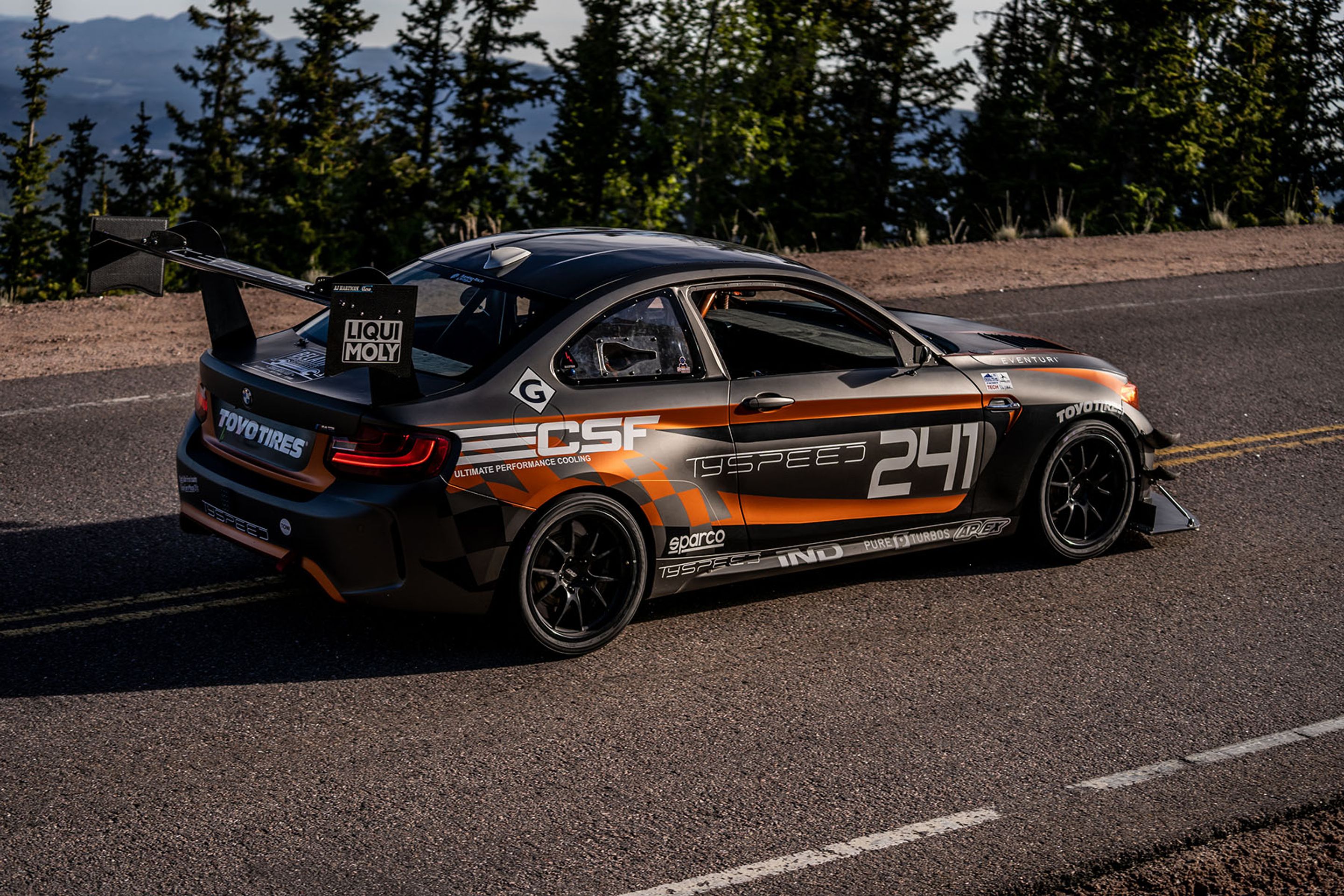 Grey BMW F87 M2 with 18" FL-5 Apex wheels in Satin Black