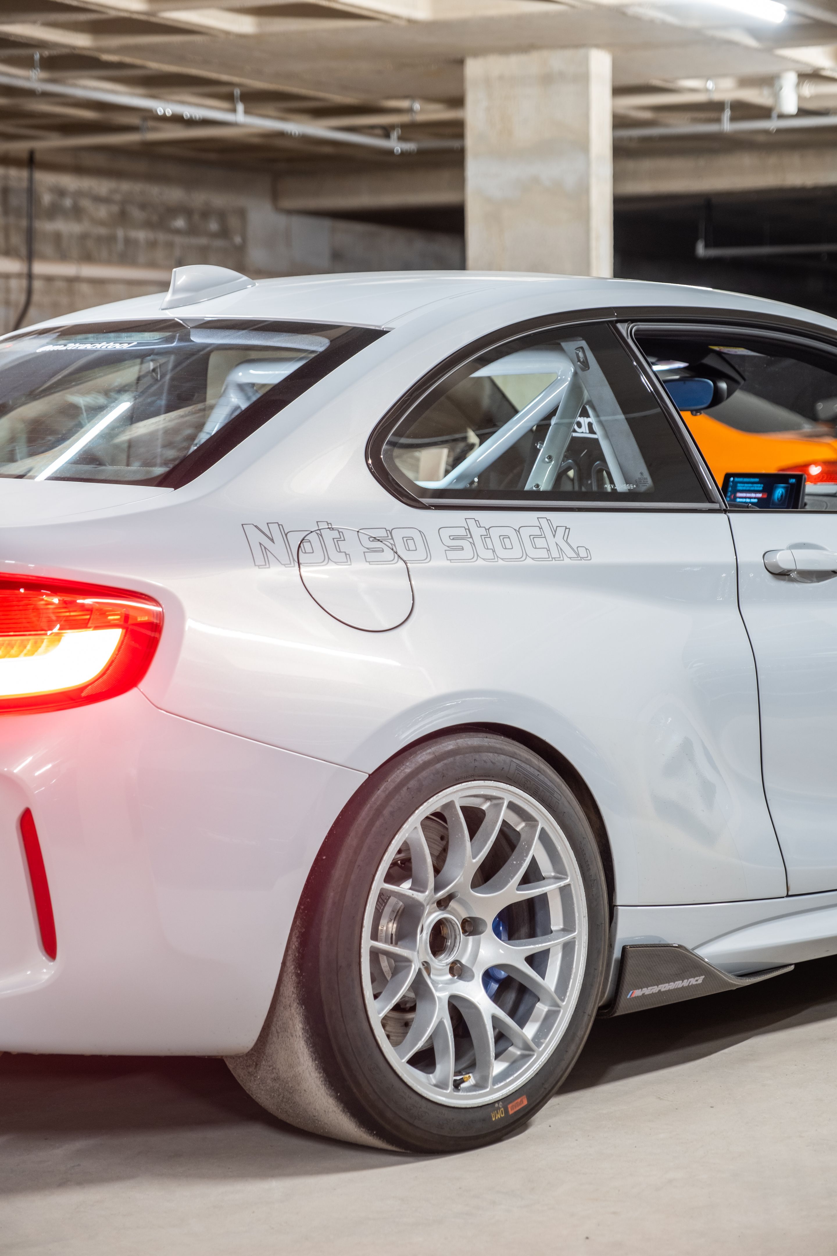 Grey BMW F87 M2 with 18" EC-7 Apex wheels in Race Silver
