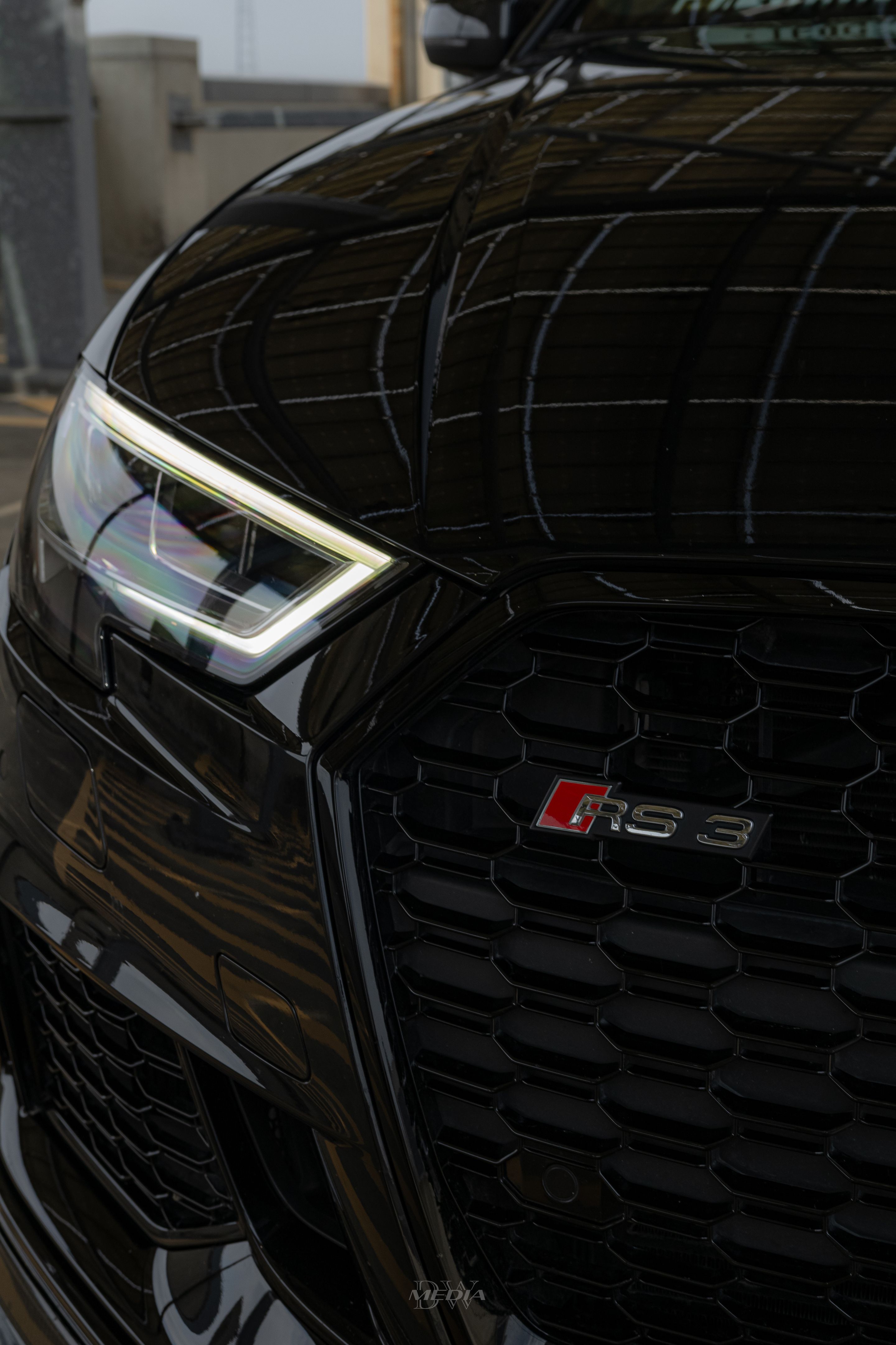 Black Audi 8V RS 3 with 18" VS-5 Apex wheels in Satin Bronze