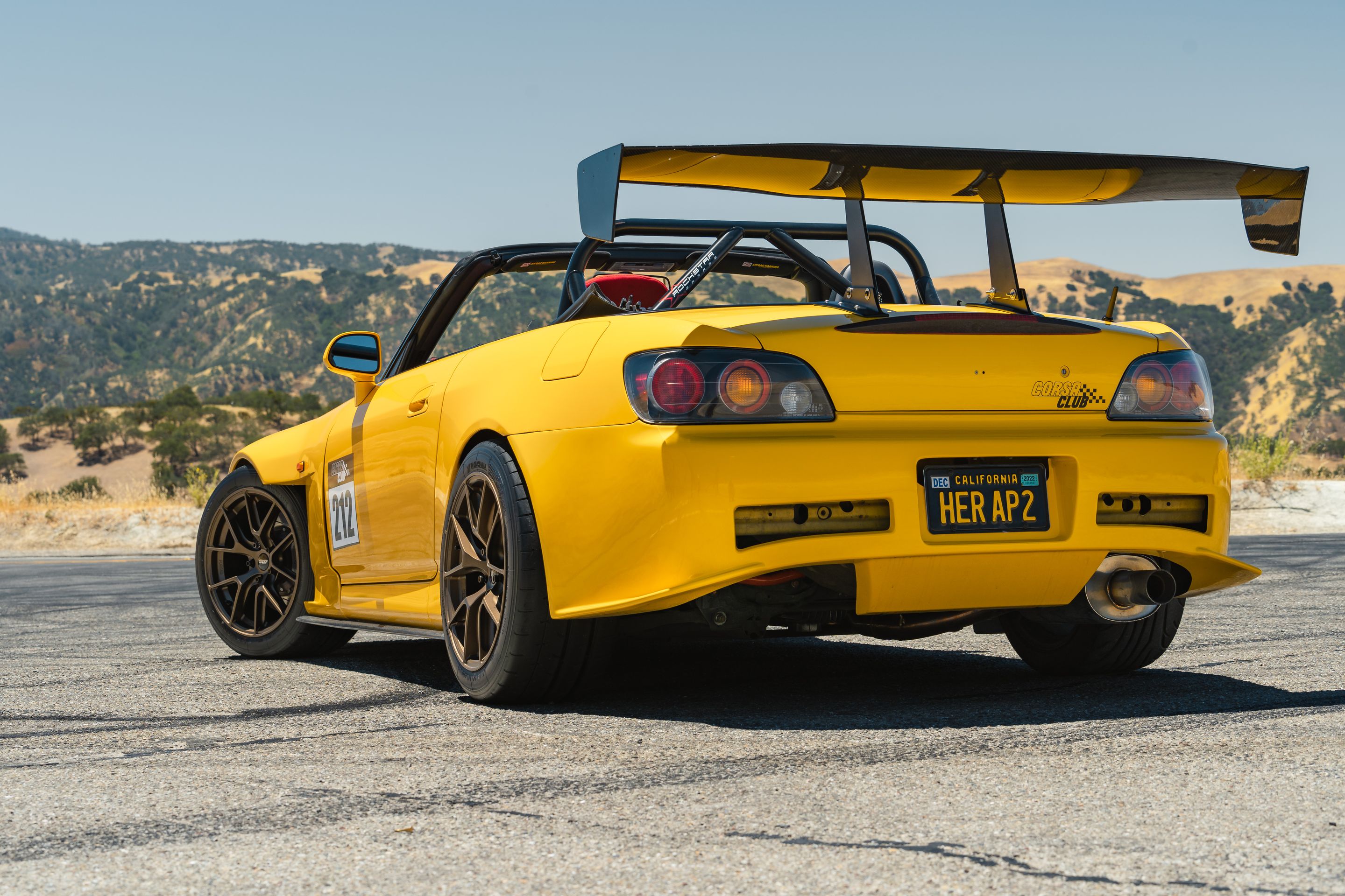 Yellow Honda S2000 with 17" VS-5RS Apex wheels in Satin Bronze