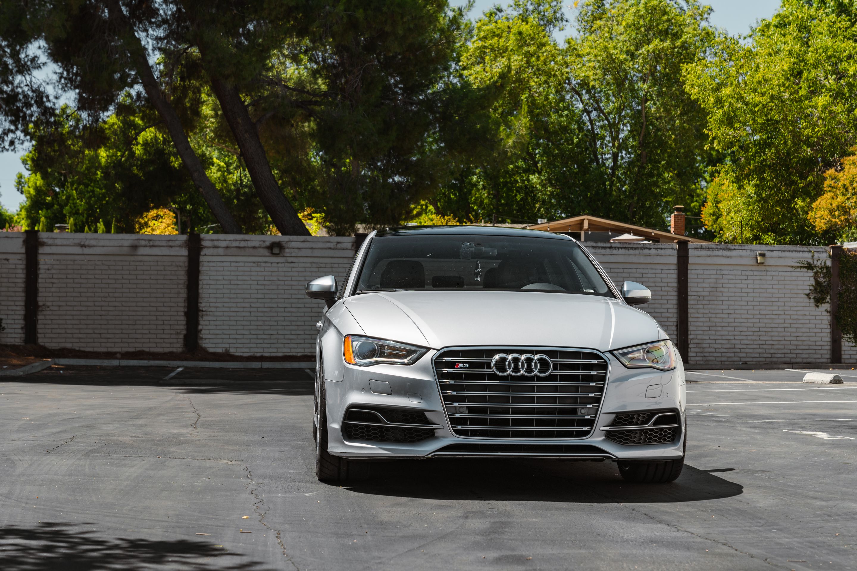 Silver Audi 8V S3 with 17" VS-5RS Apex wheels in Brushed Clear