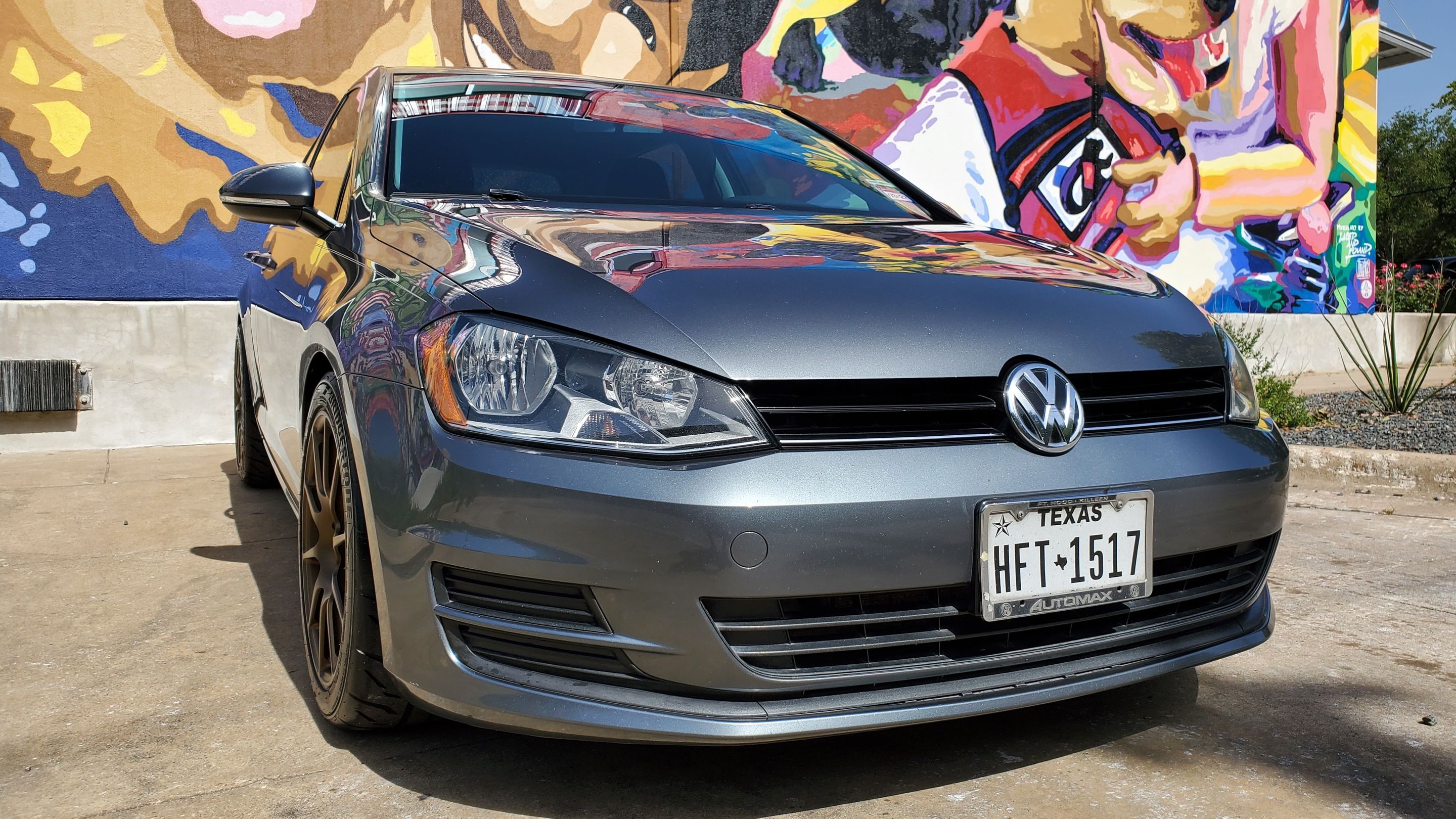 Grey VW MK7 Golf with 17" SM-10 Apex wheels in Satin Bronze